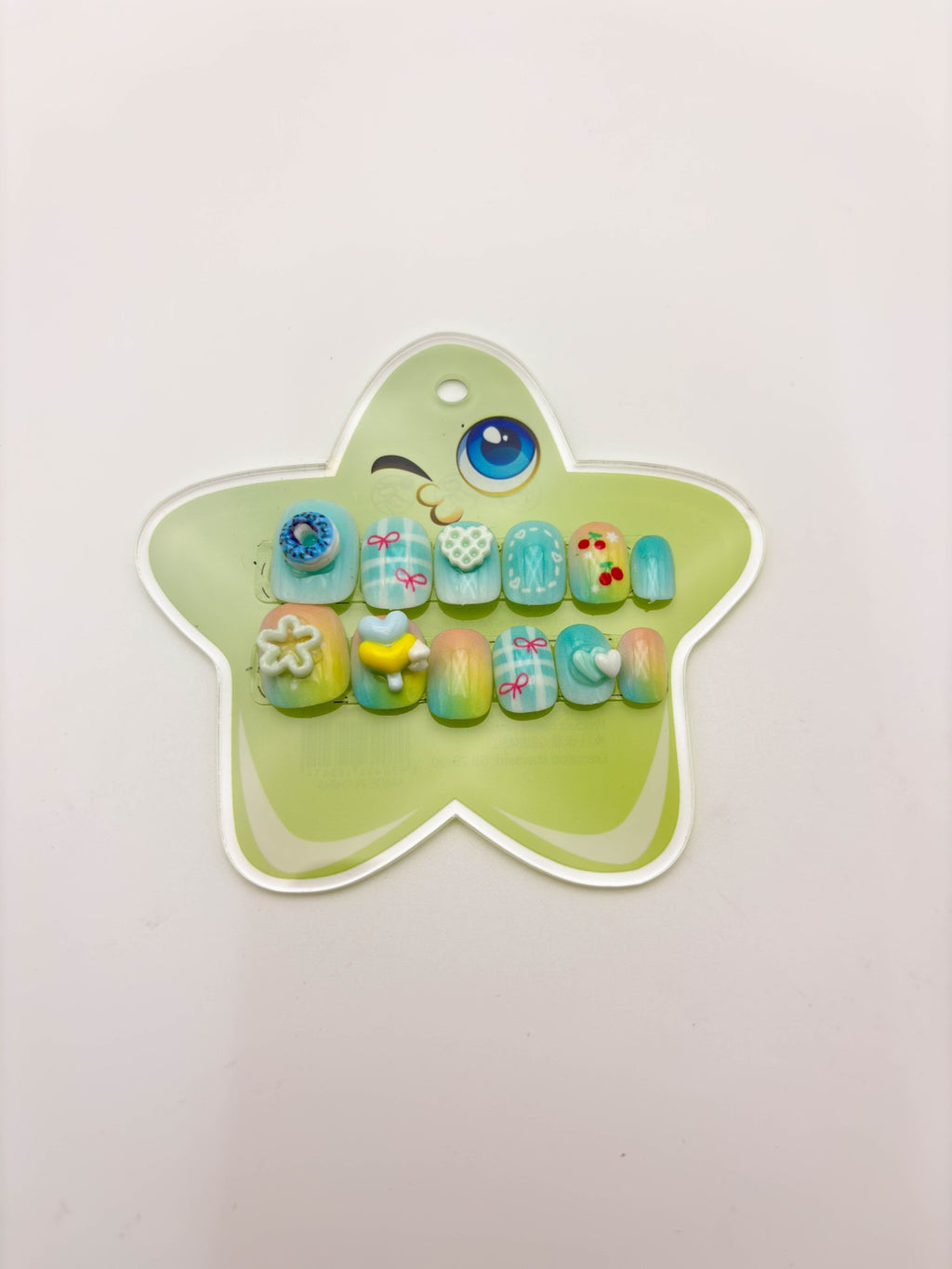 Mint Green Alphabet Star Nails