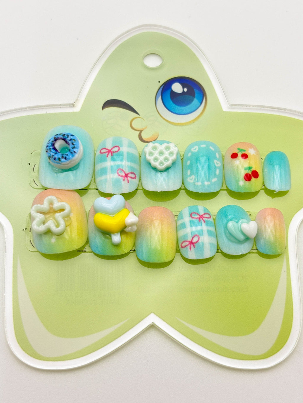 Mint Green Alphabet Star Nails