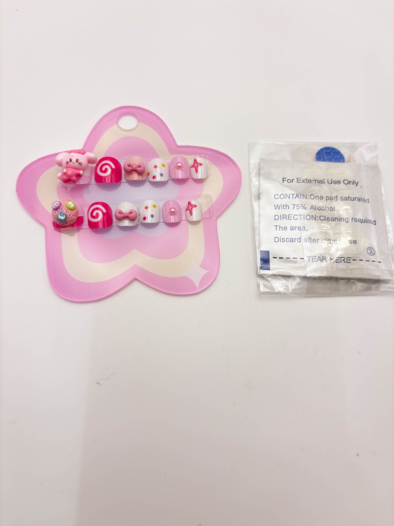 Pink Candy Alphabet Star Nails