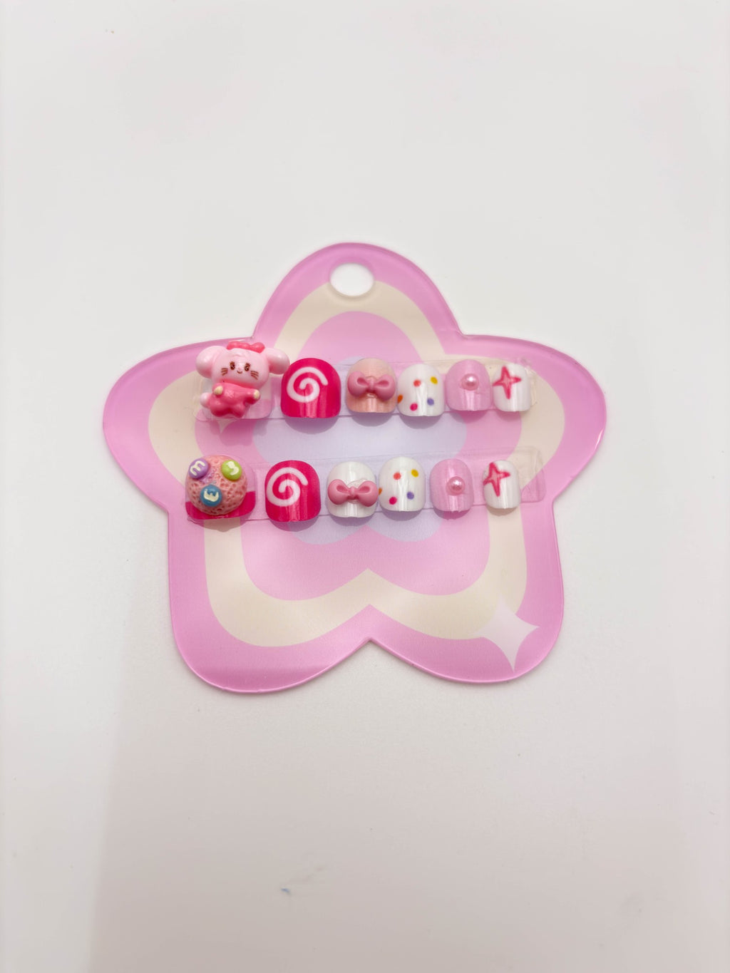 Pink Candy Alphabet Star Nails