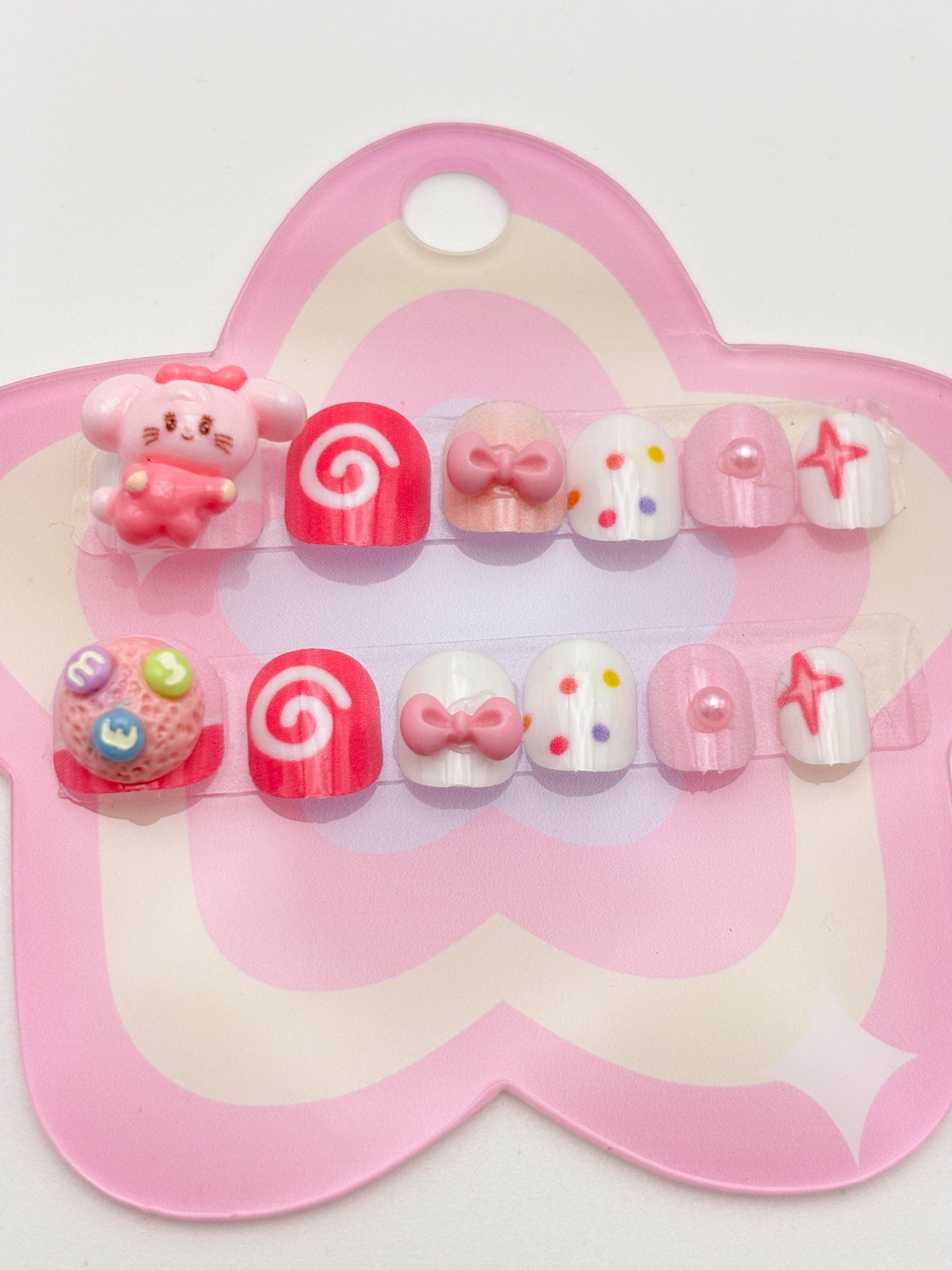 Pink Candy Alphabet Star Nails