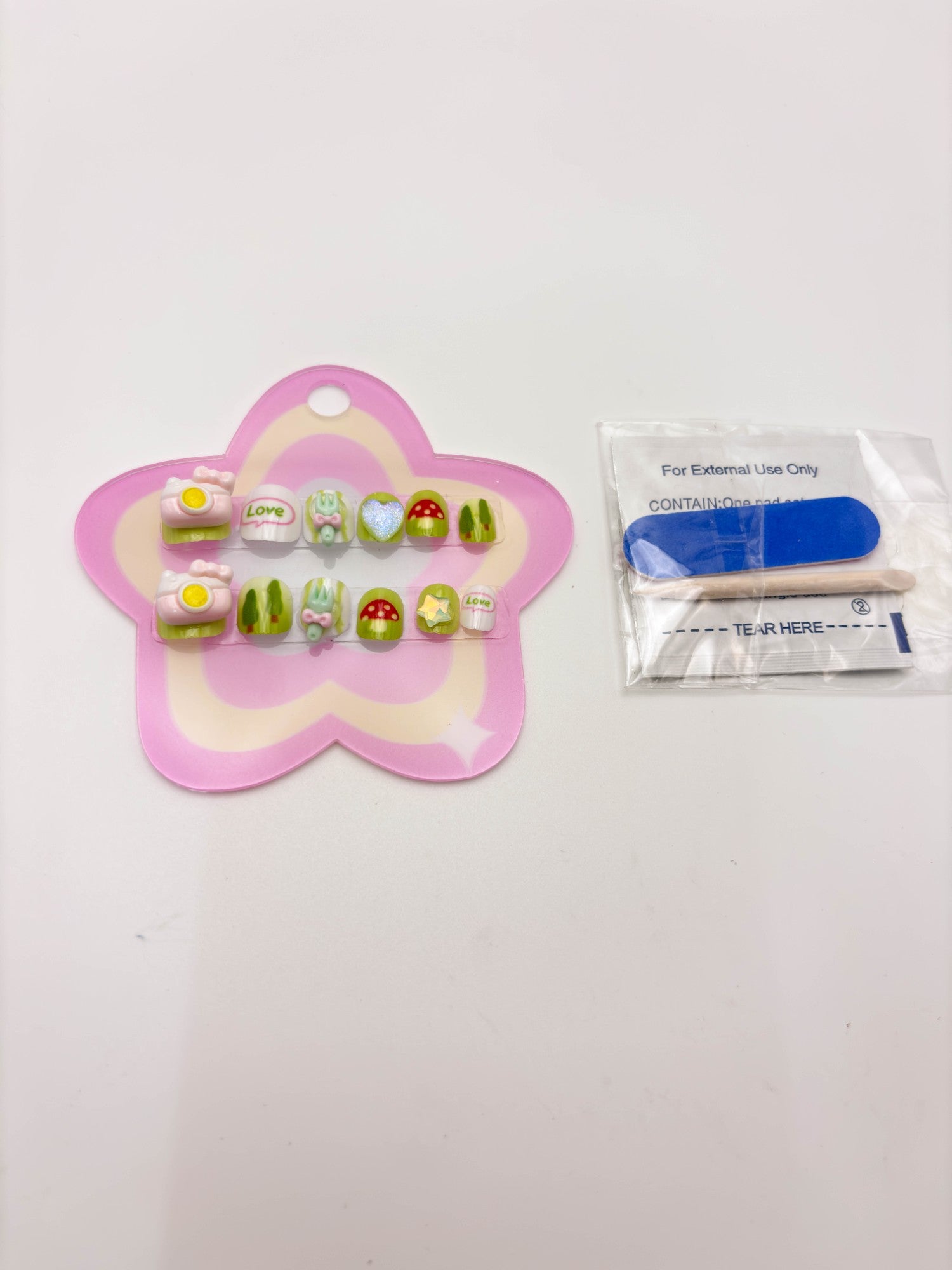 Pink Alphabet Star Nails