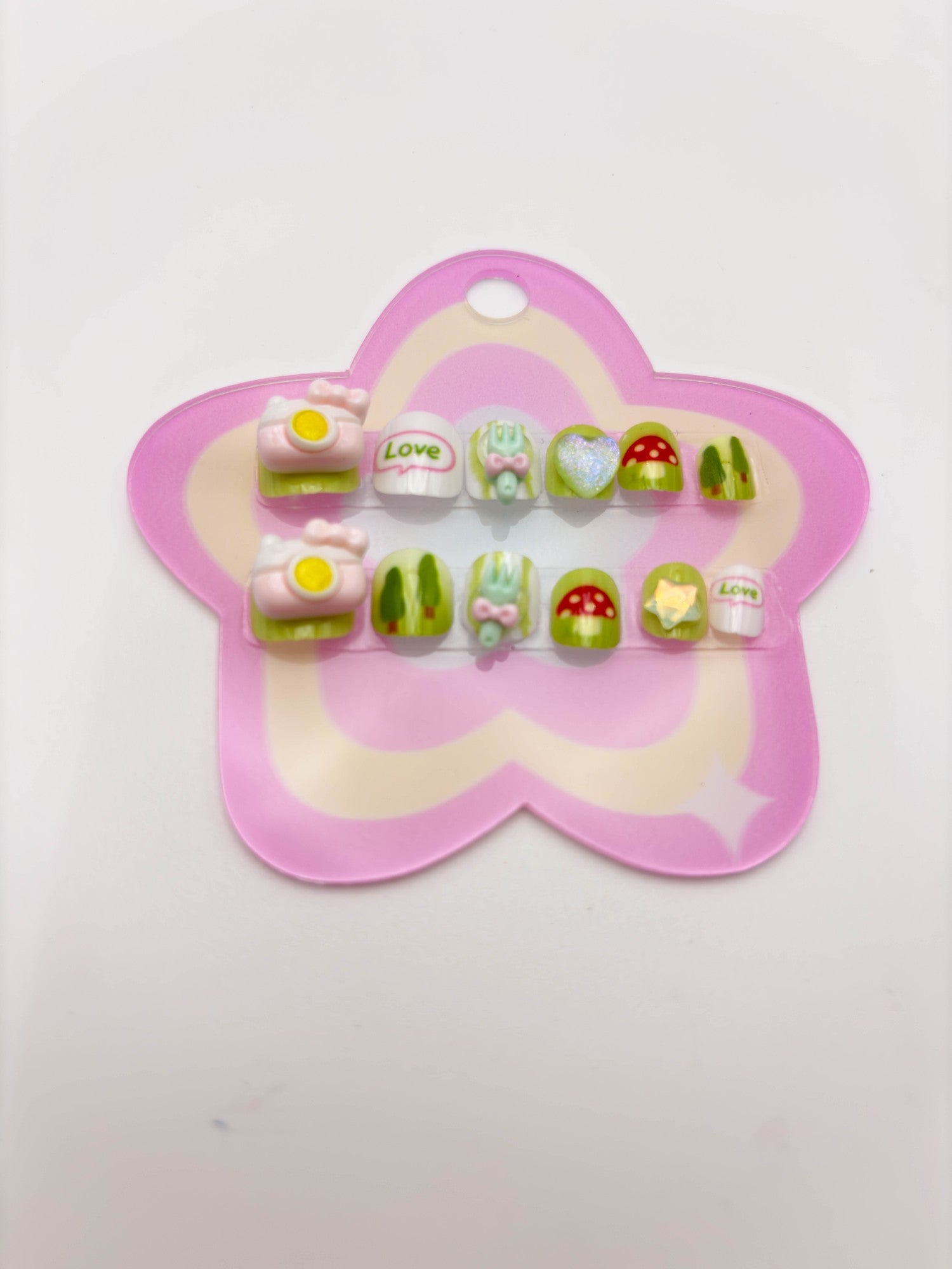 Pink Alphabet Star Nails