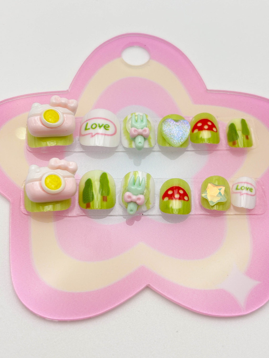 Pink Alphabet Star Nails