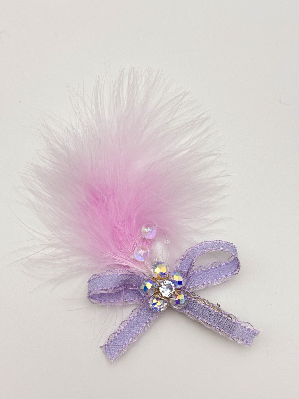 Pink Feather Bow Hair Clip
