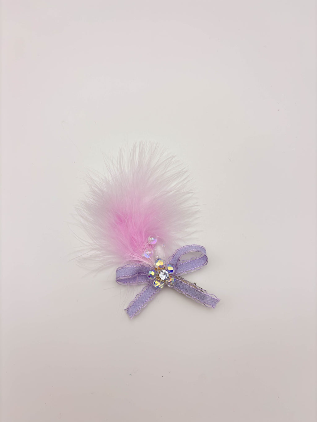 Pink Feather Bow Hair Clip