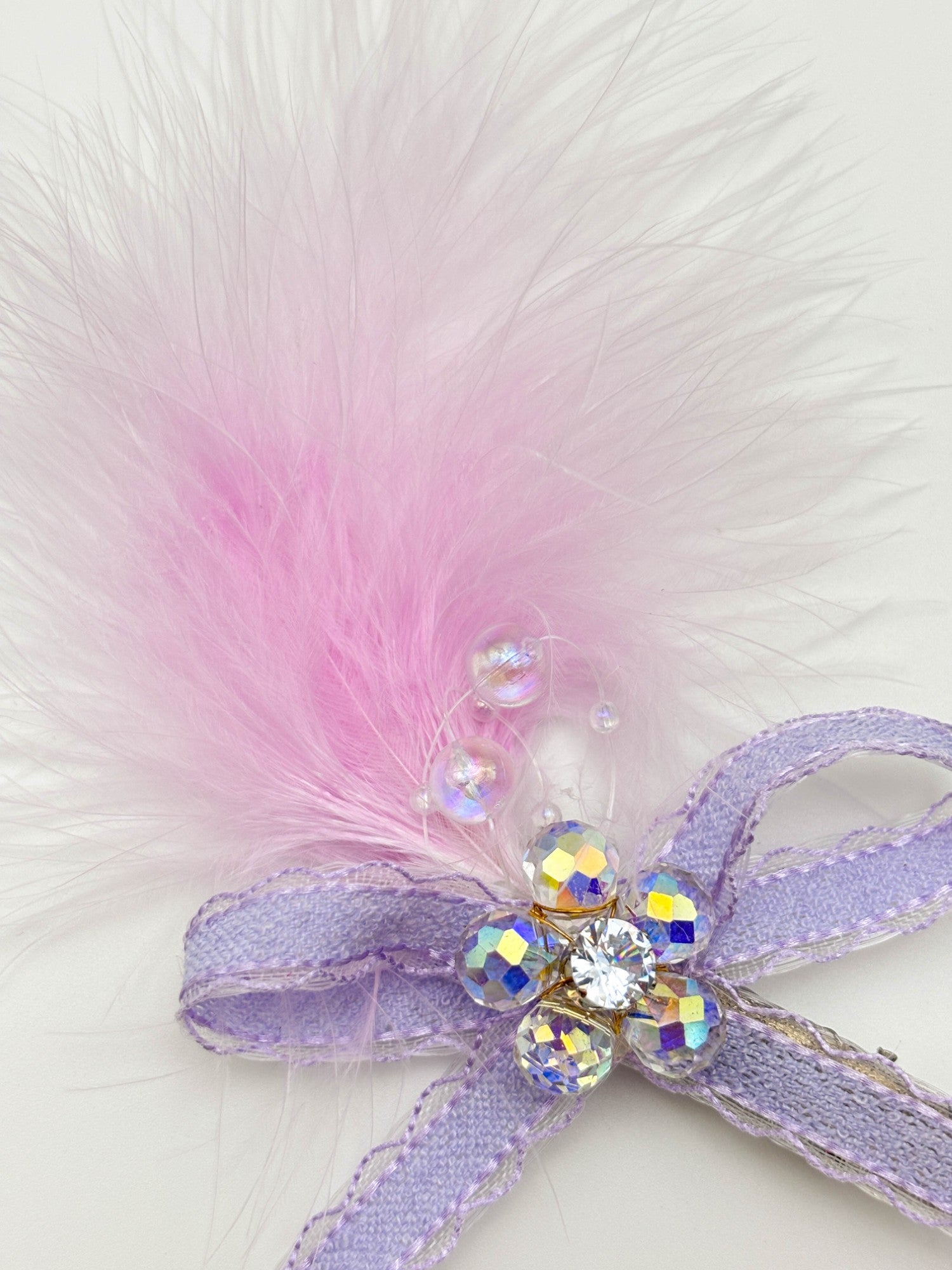Pink Feather Bow Hair Clip