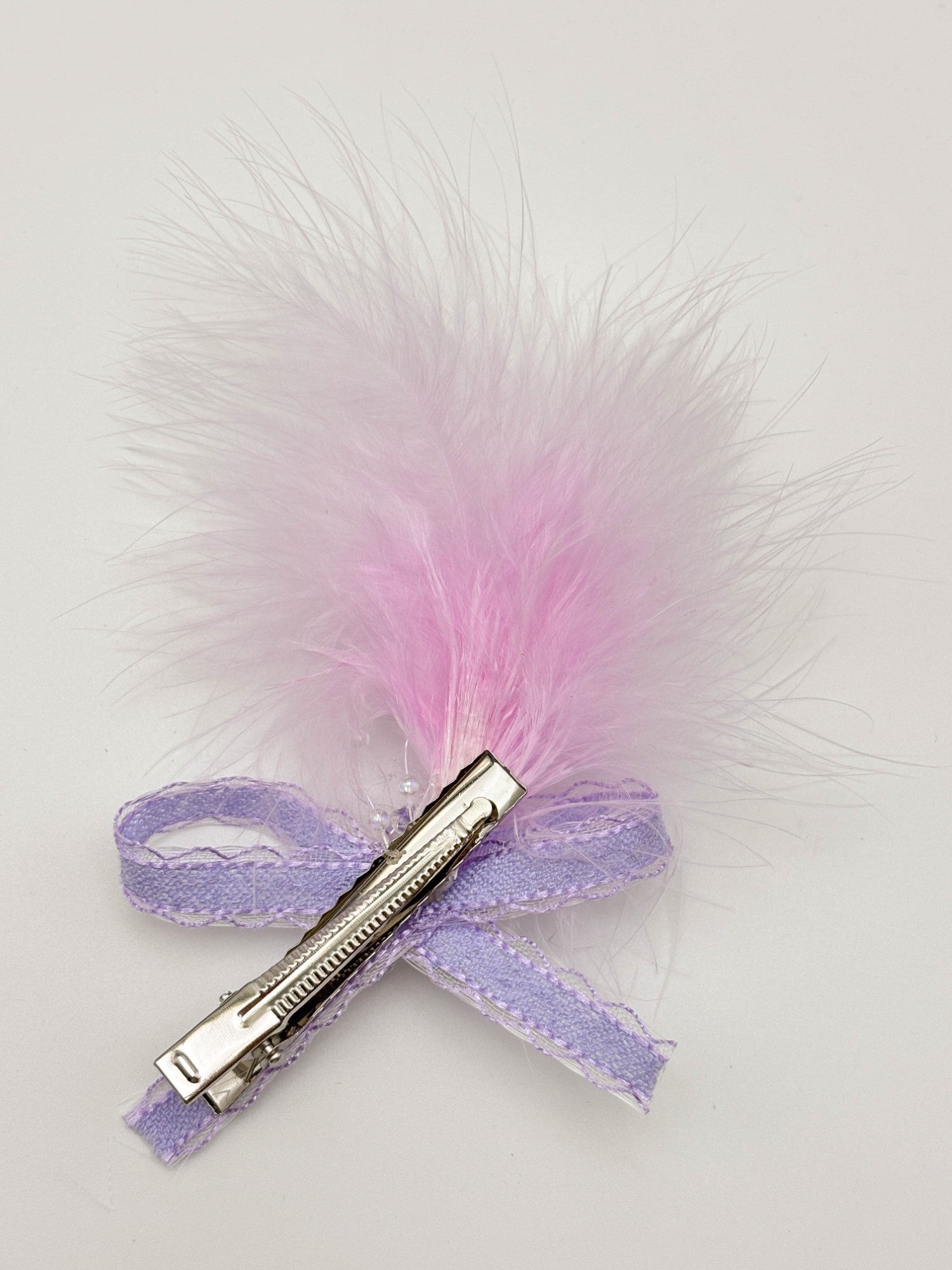 Pink Feather Bow Hair Clip