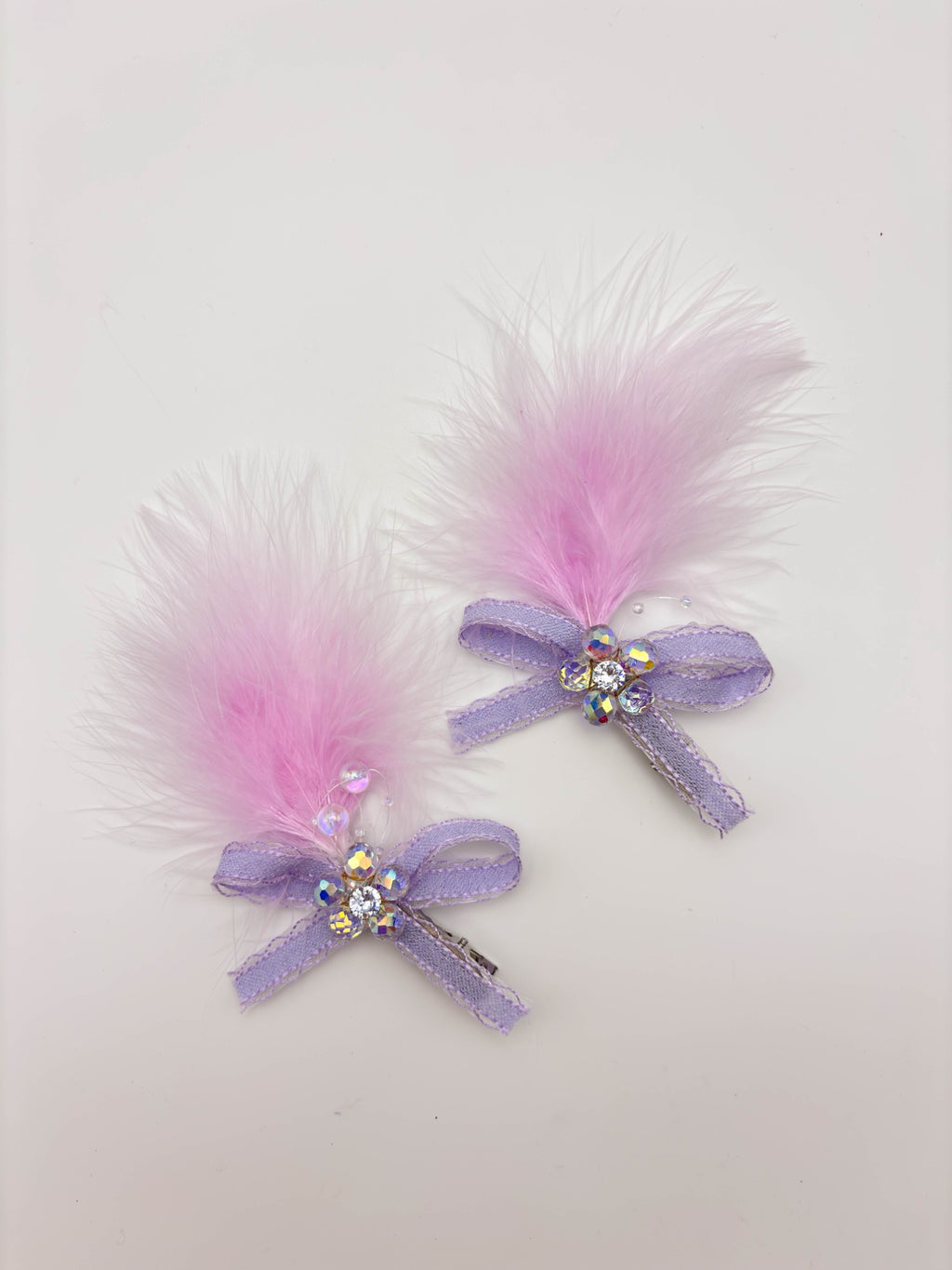 Pink Feather Bow Hair Clip