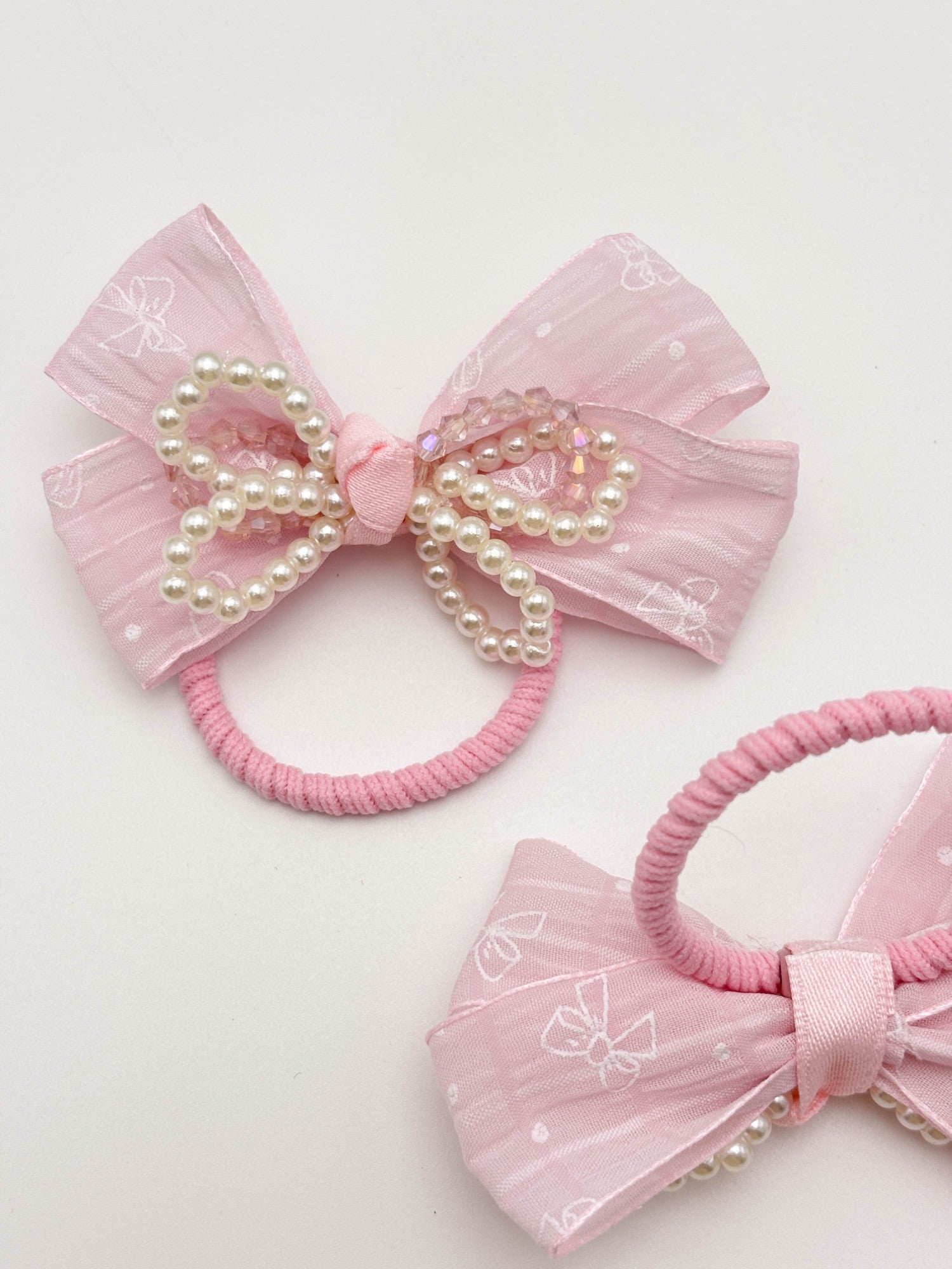 Pearl Bow Hair Clips & Hair Tie Set