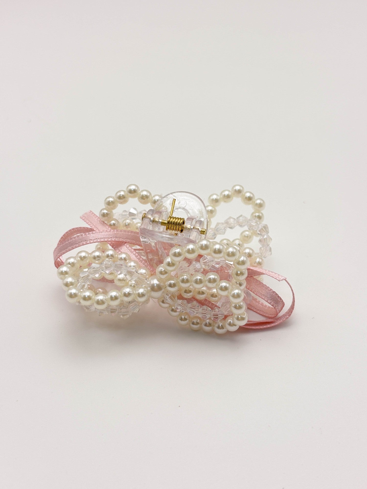 Pink Pearl Bow Hair Claw Clip