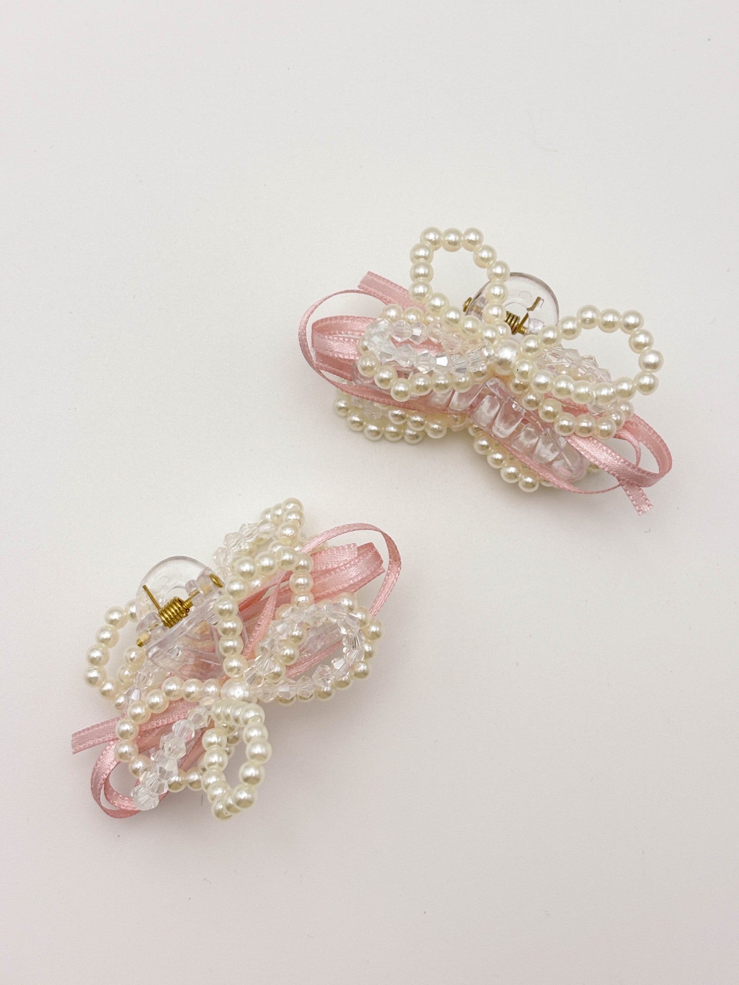 Pink Pearl Bow Hair Claw Clip