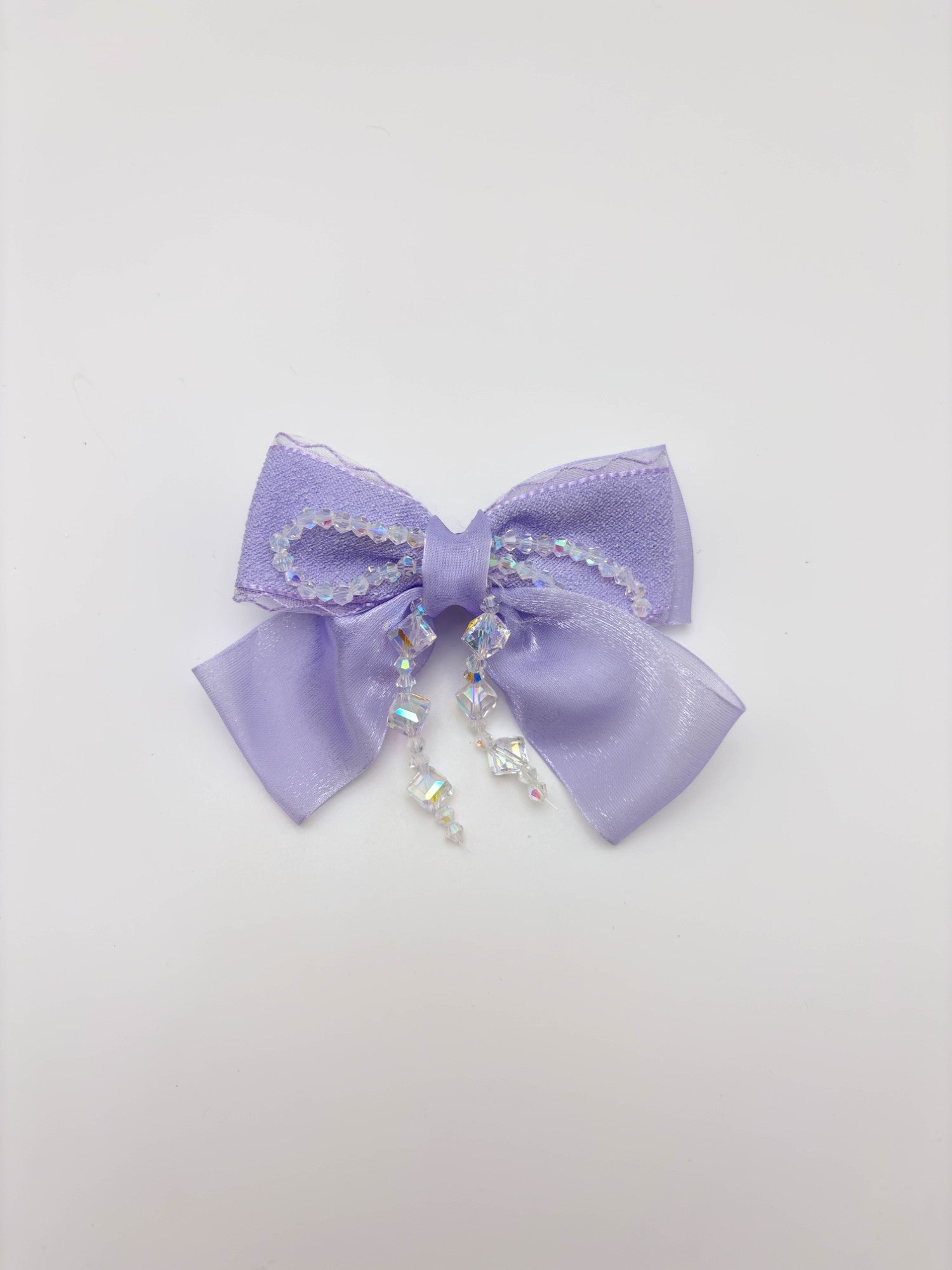 Bow Hair Clip with Crystal Drops