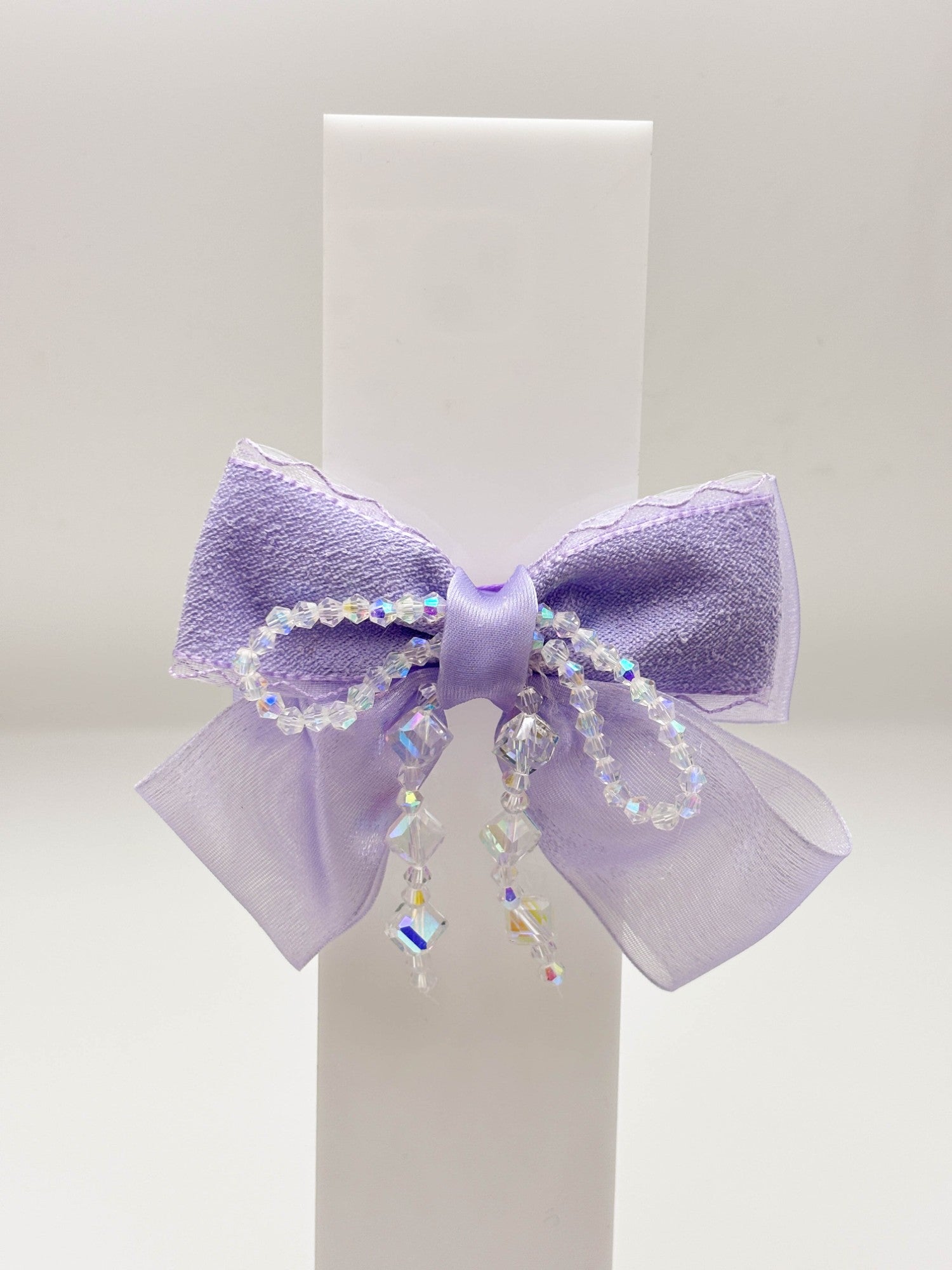 Bow Hair Clip with Crystal Drops