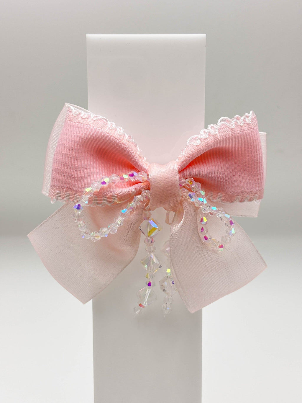 Bow Hair Clip with Crystal Drops