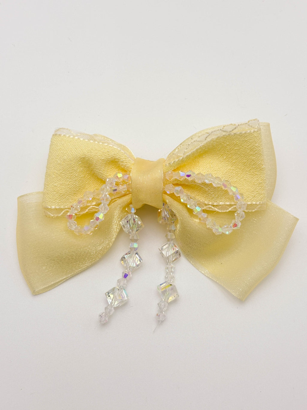 Bow Hair Clip with Crystal Drops