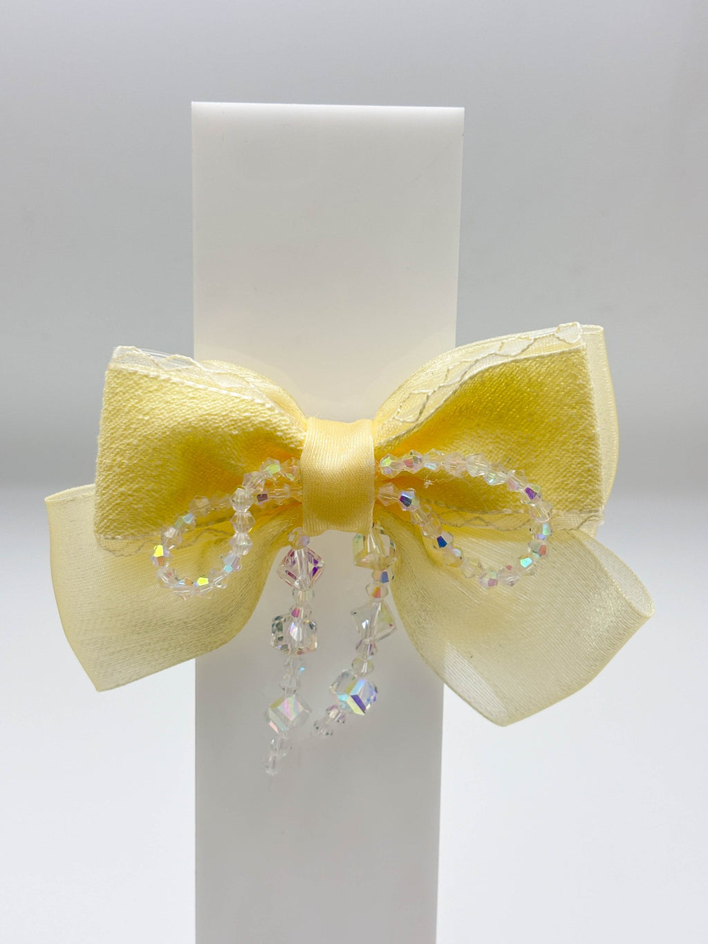 Bow Hair Clip with Crystal Drops
