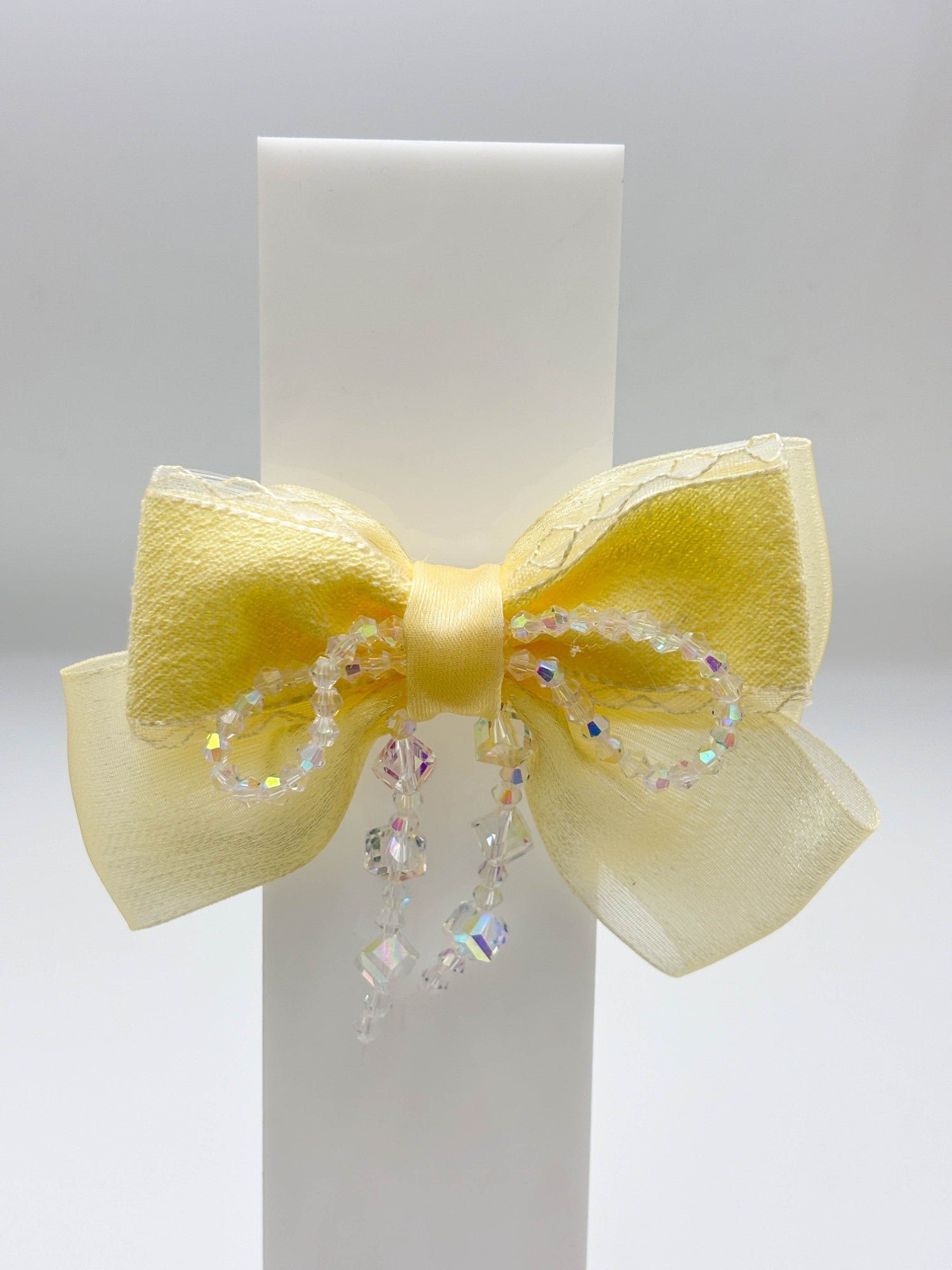 Bow Hair Clip with Crystal Drops