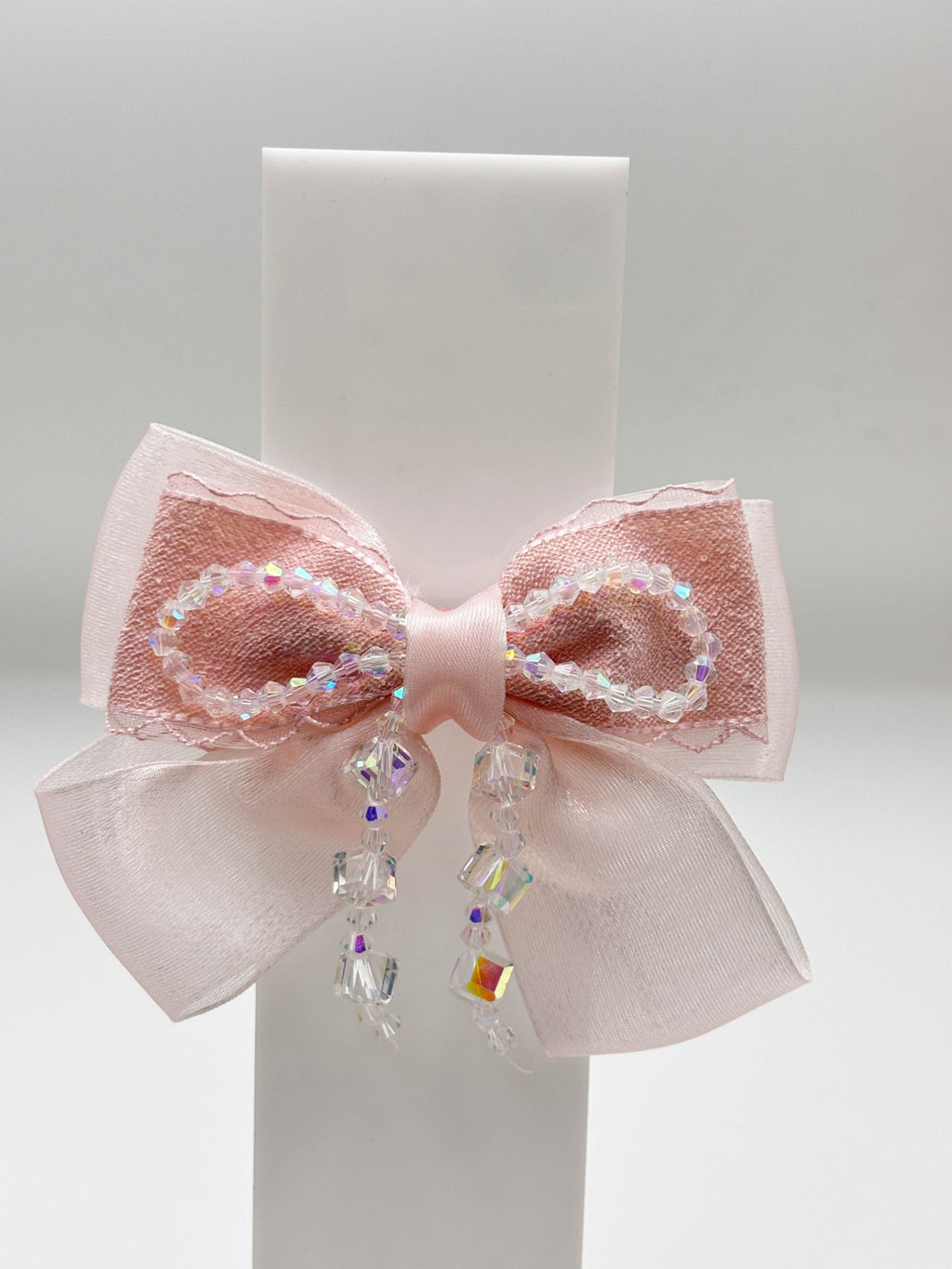 Bow Hair Clip with Crystal Drops