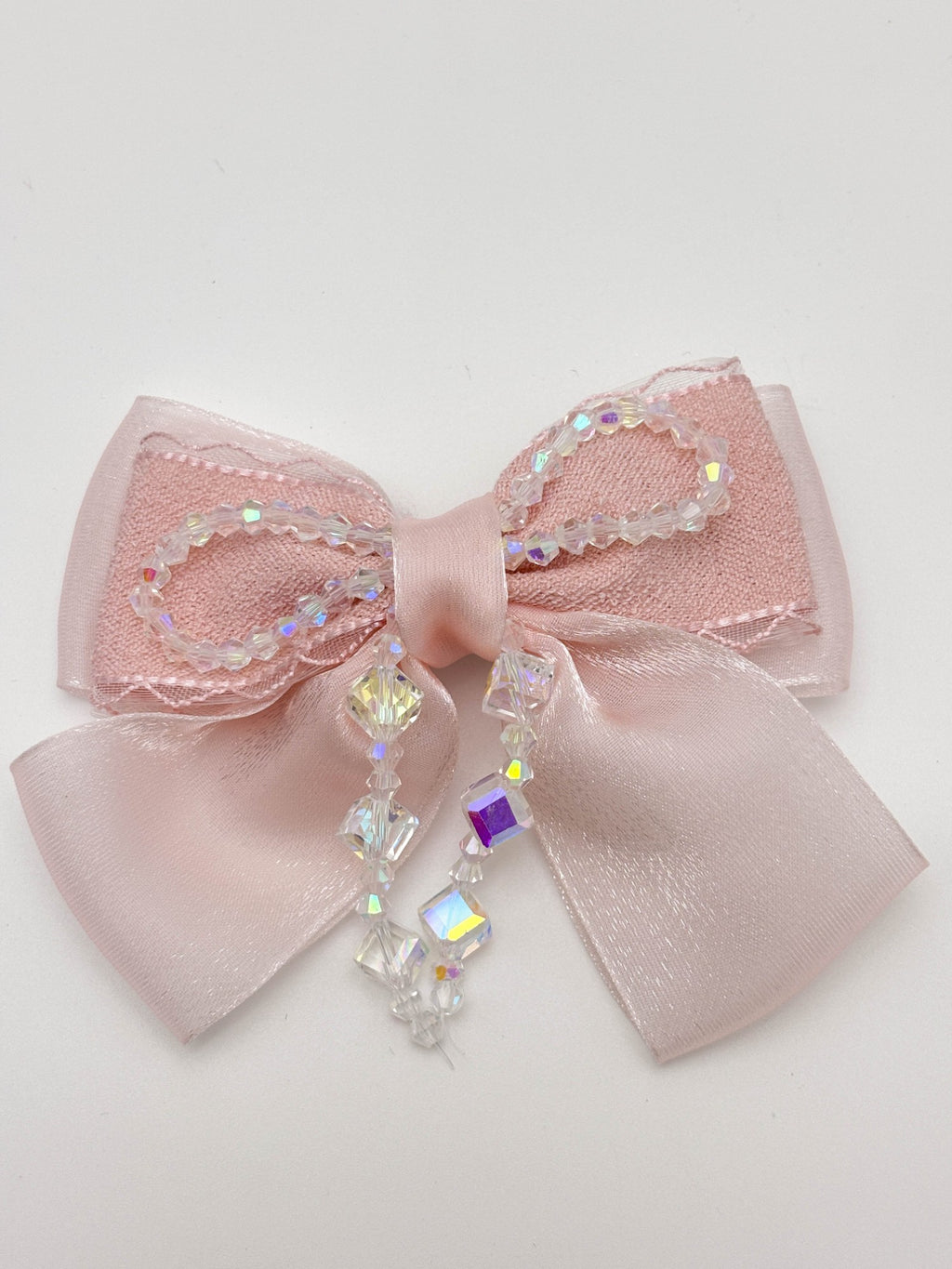 Bow Hair Clip with Crystal Drops
