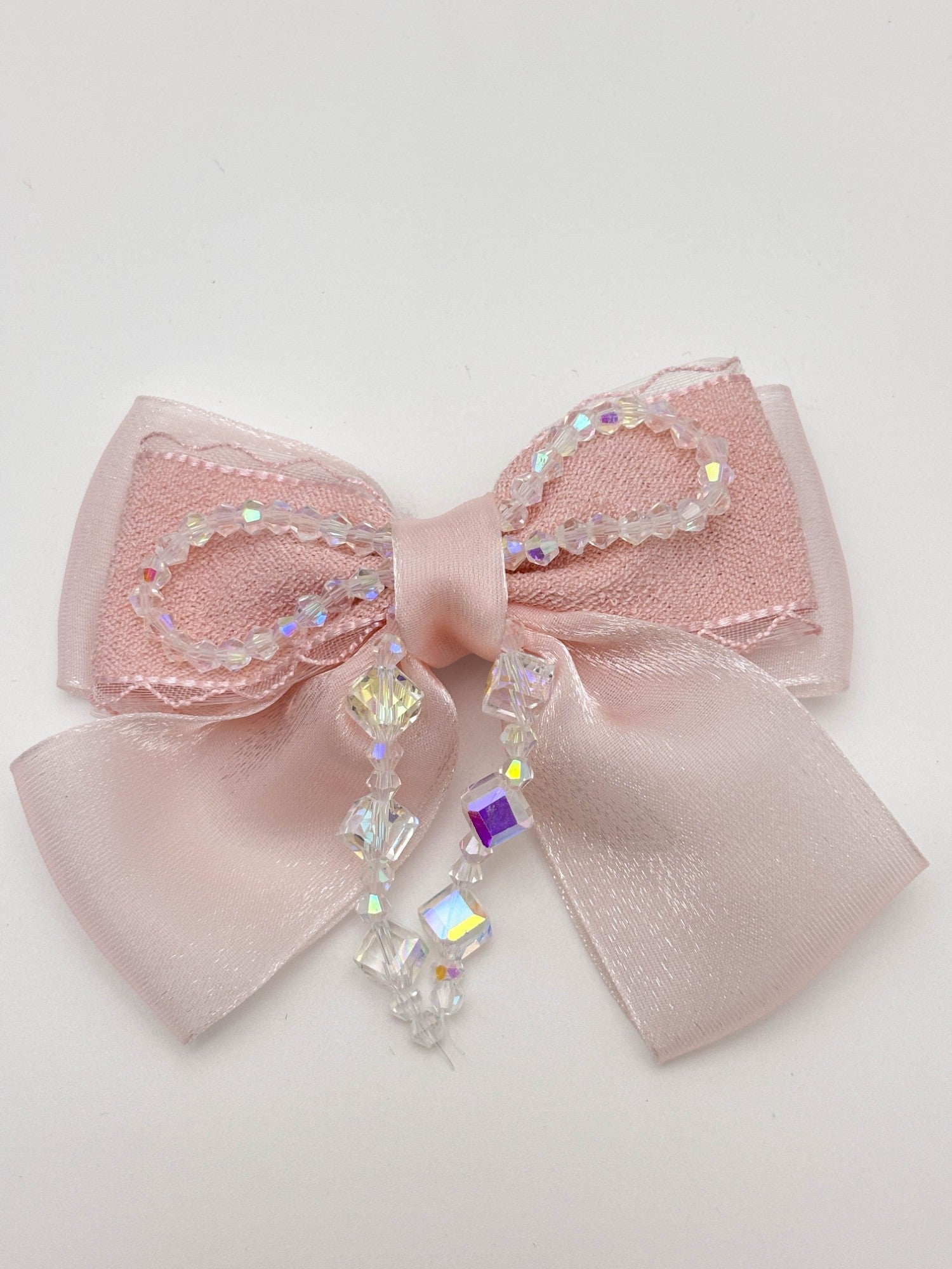 Bow Hair Clip with Crystal Drops