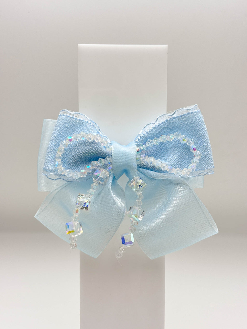 Bow Hair Clip with Crystal Drops