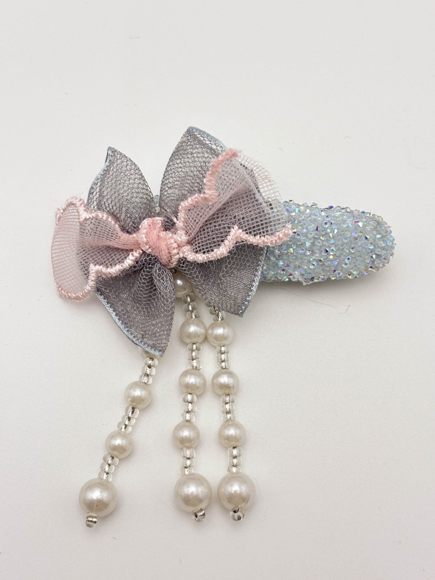 Bow Hair Clip with Pearl Drops