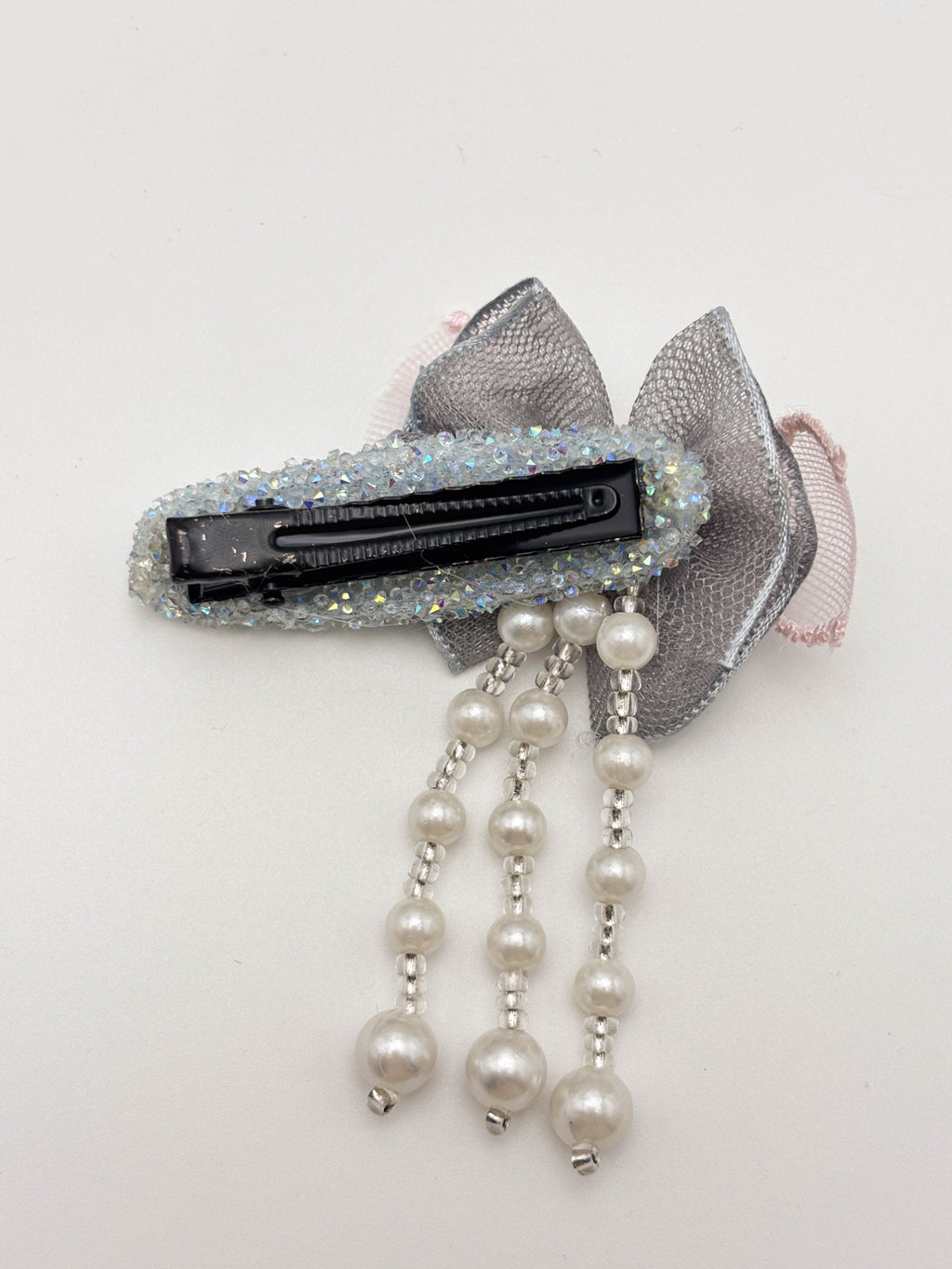 Bow Hair Clip with Pearl Drops