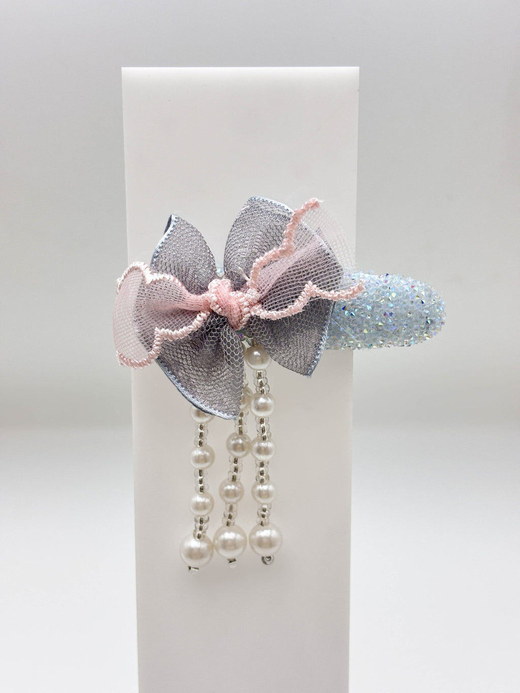 Bow Hair Clip with Pearl Drops