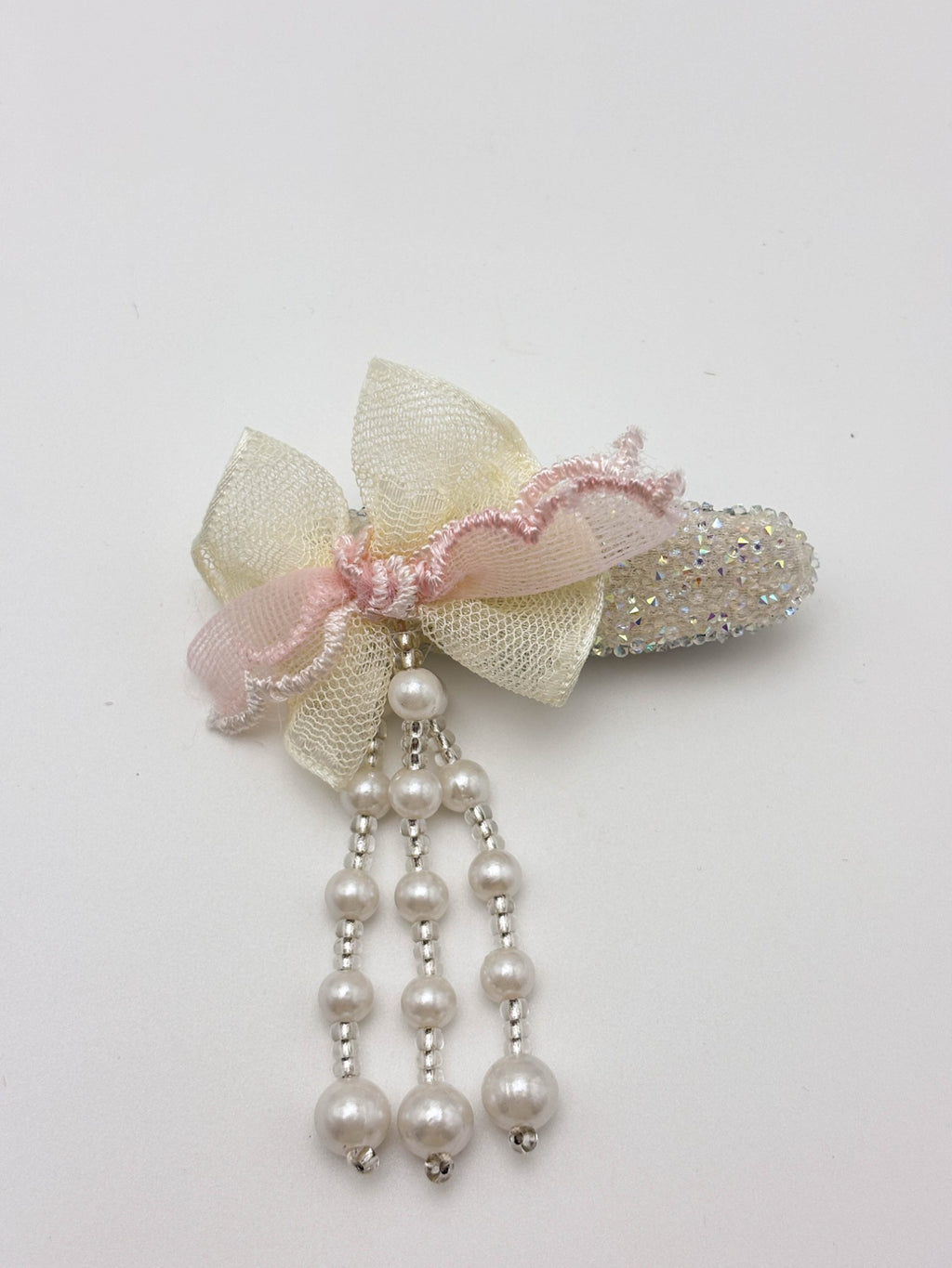 Bow Hair Clip with Pearl Drops