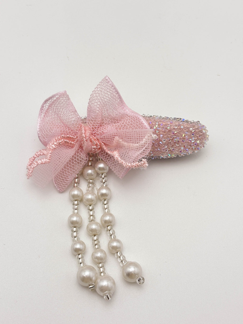 Bow Hair Clip with Pearl Drops