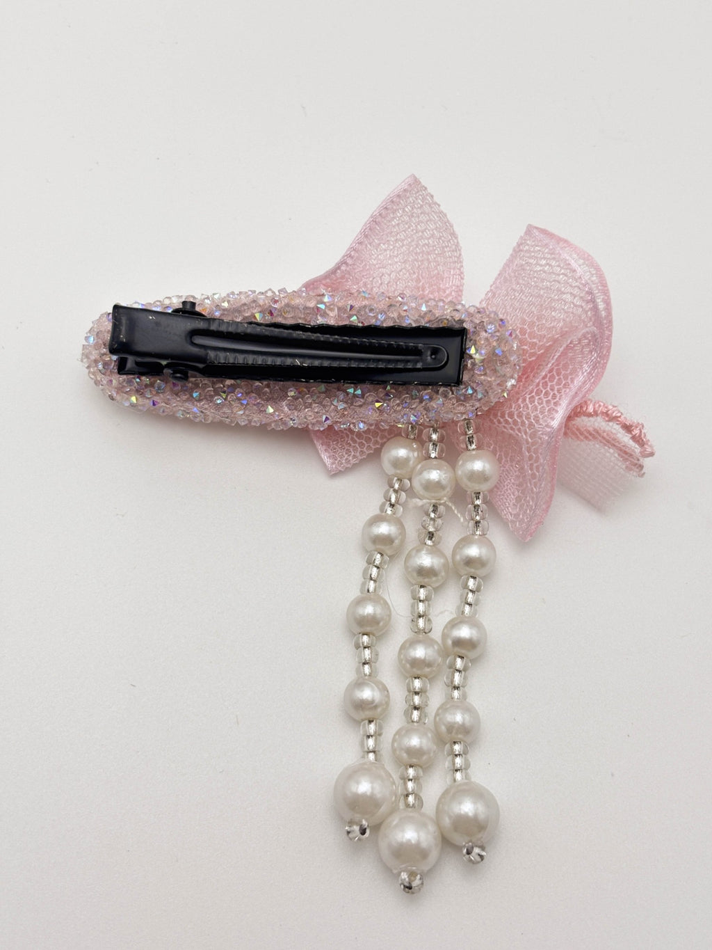 Bow Hair Clip with Pearl Drops