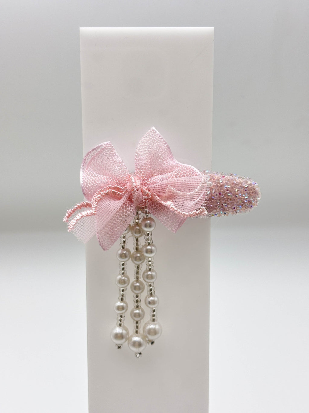 Bow Hair Clip with Pearl Drops