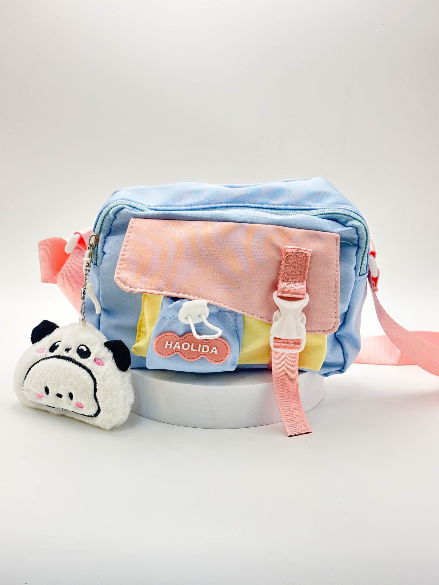 Cute Pastel Mini Sling Bag for Girls – Aesthetic Crossbody Bag with Plush Charm