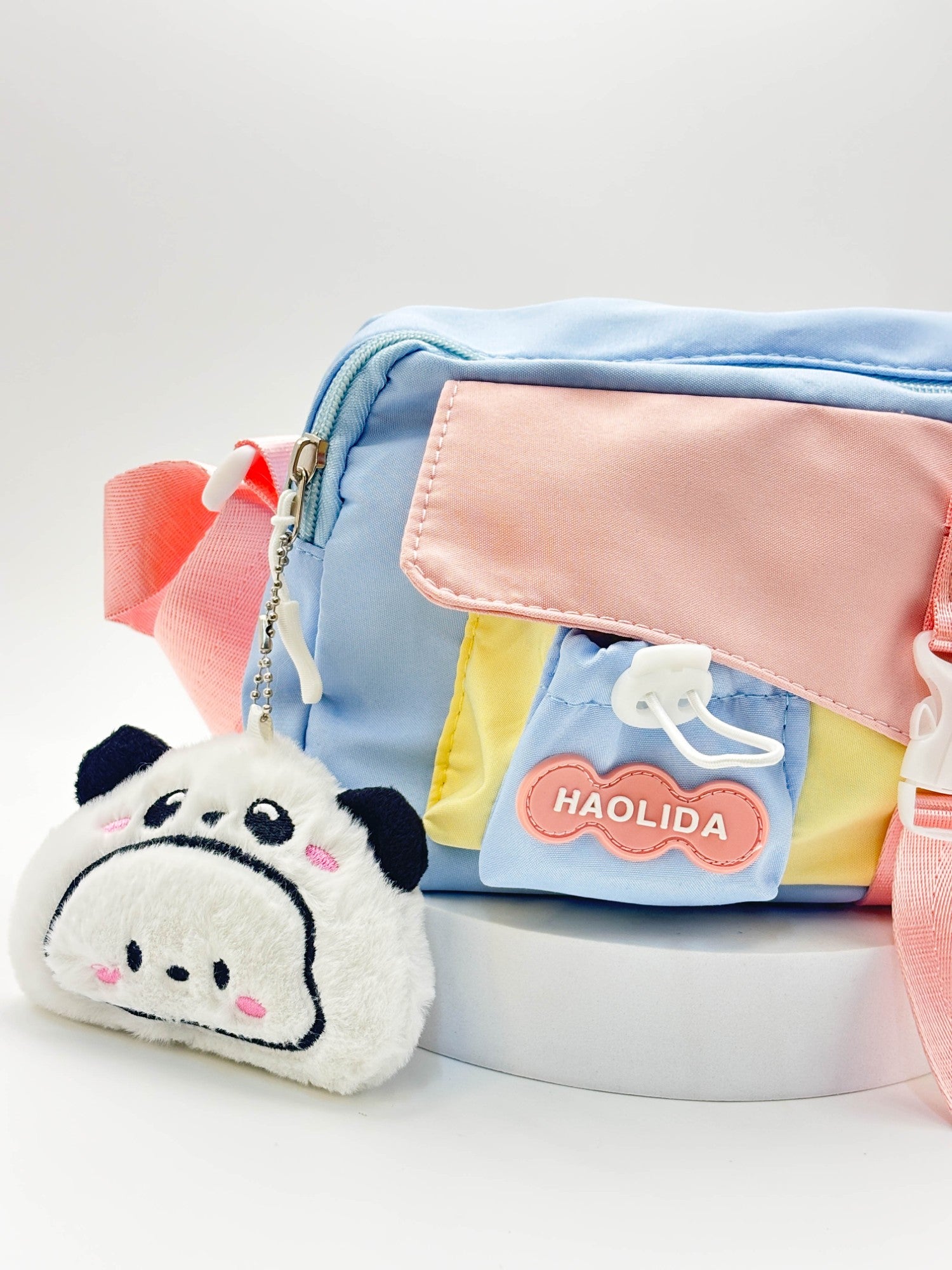 Cute Pastel Mini Sling Bag for Girls – Aesthetic Crossbody Bag with Plush Charm