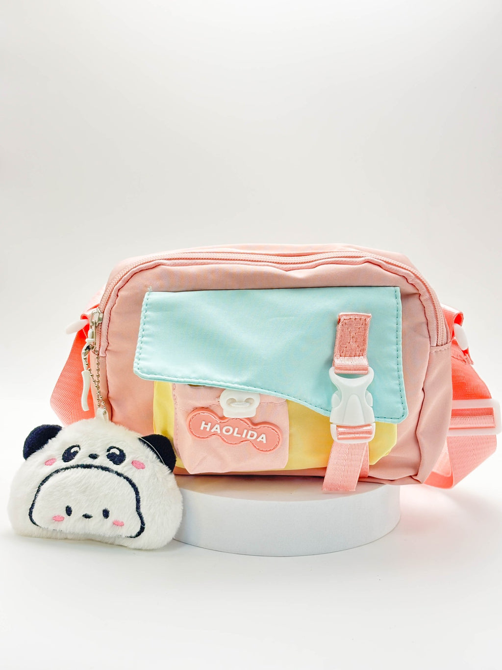 Cute Pastel Mini Sling Bag for Girls – Aesthetic Crossbody Bag with Plush Charm