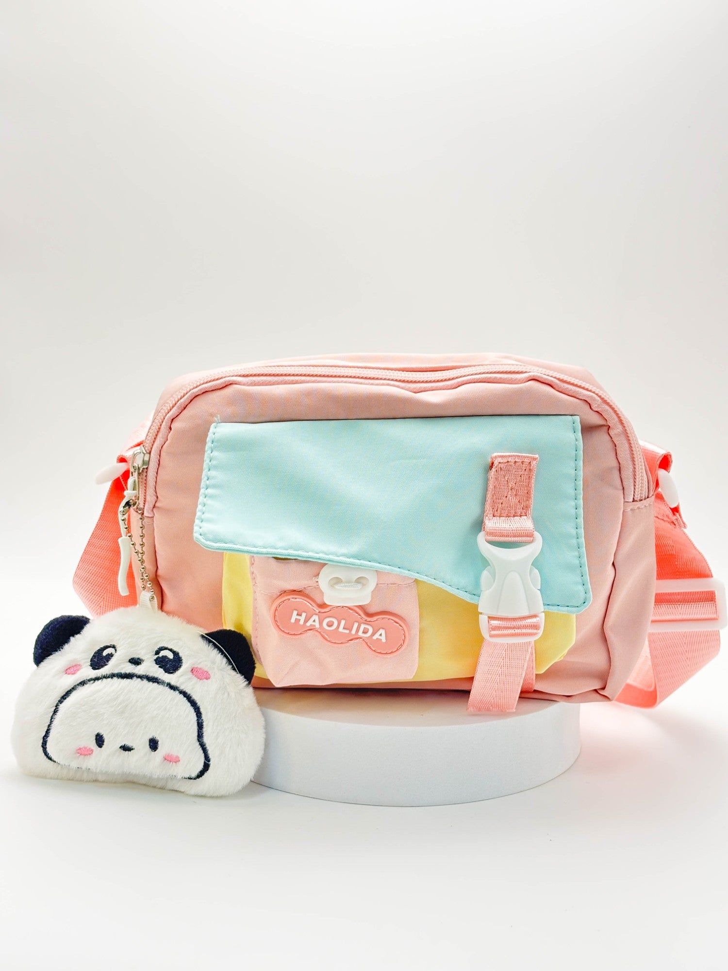 Cute Pastel Mini Sling Bag for Girls – Aesthetic Crossbody Bag with Plush Charm