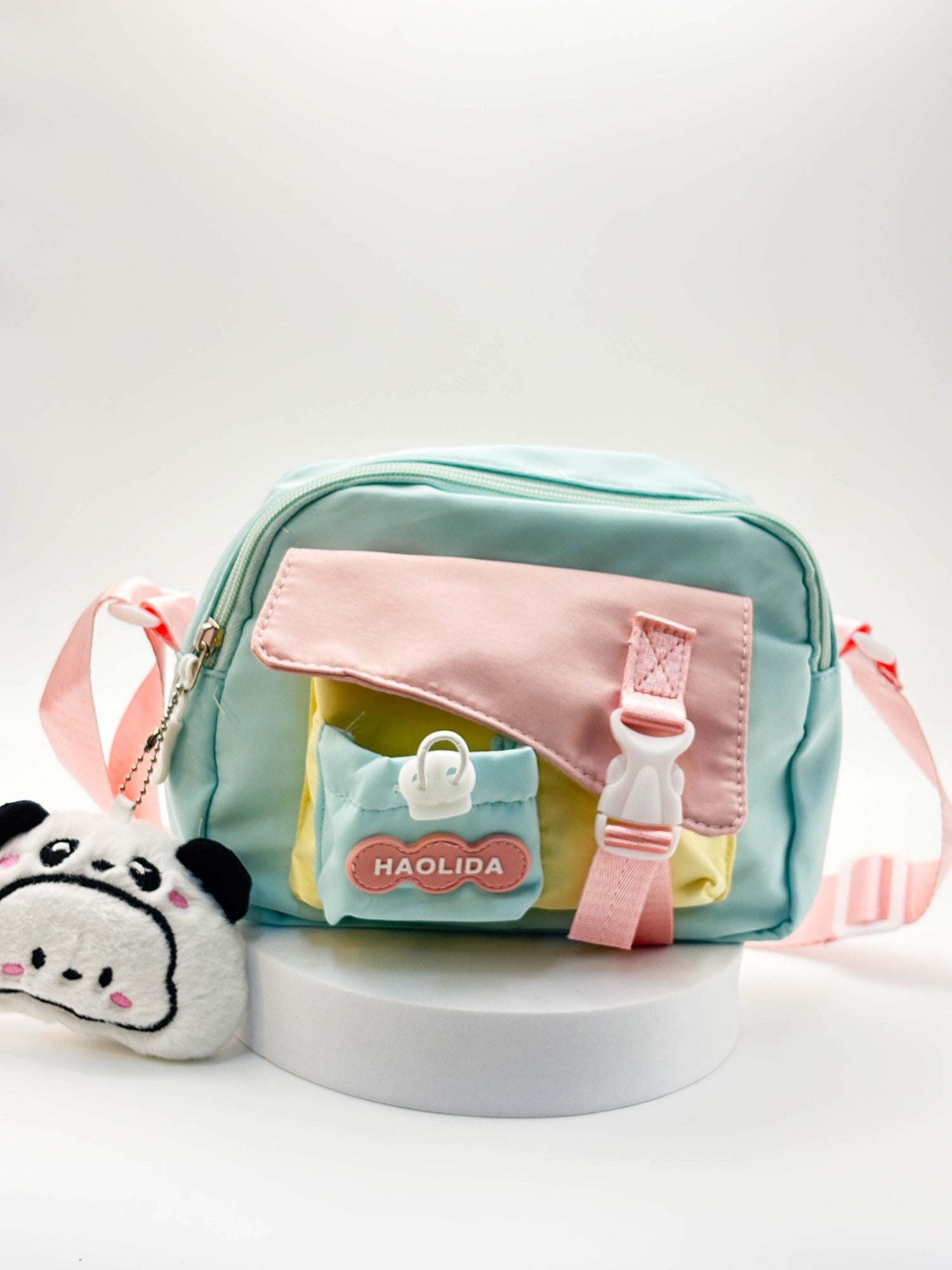 Cute Pastel Mini Sling Bag for Girls – Aesthetic Crossbody Bag with Plush Charm