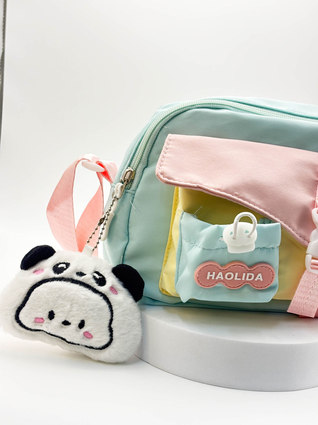 Cute Pastel Mini Sling Bag for Girls – Aesthetic Crossbody Bag with Plush Charm
