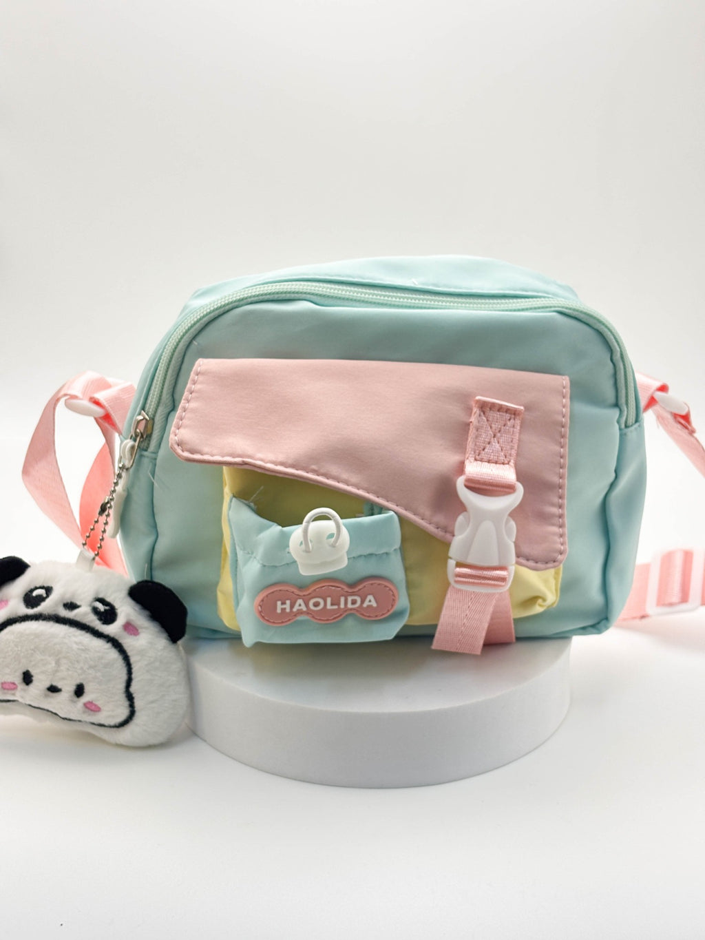 Cute Pastel Mini Sling Bag for Girls – Aesthetic Crossbody Bag with Plush Charm