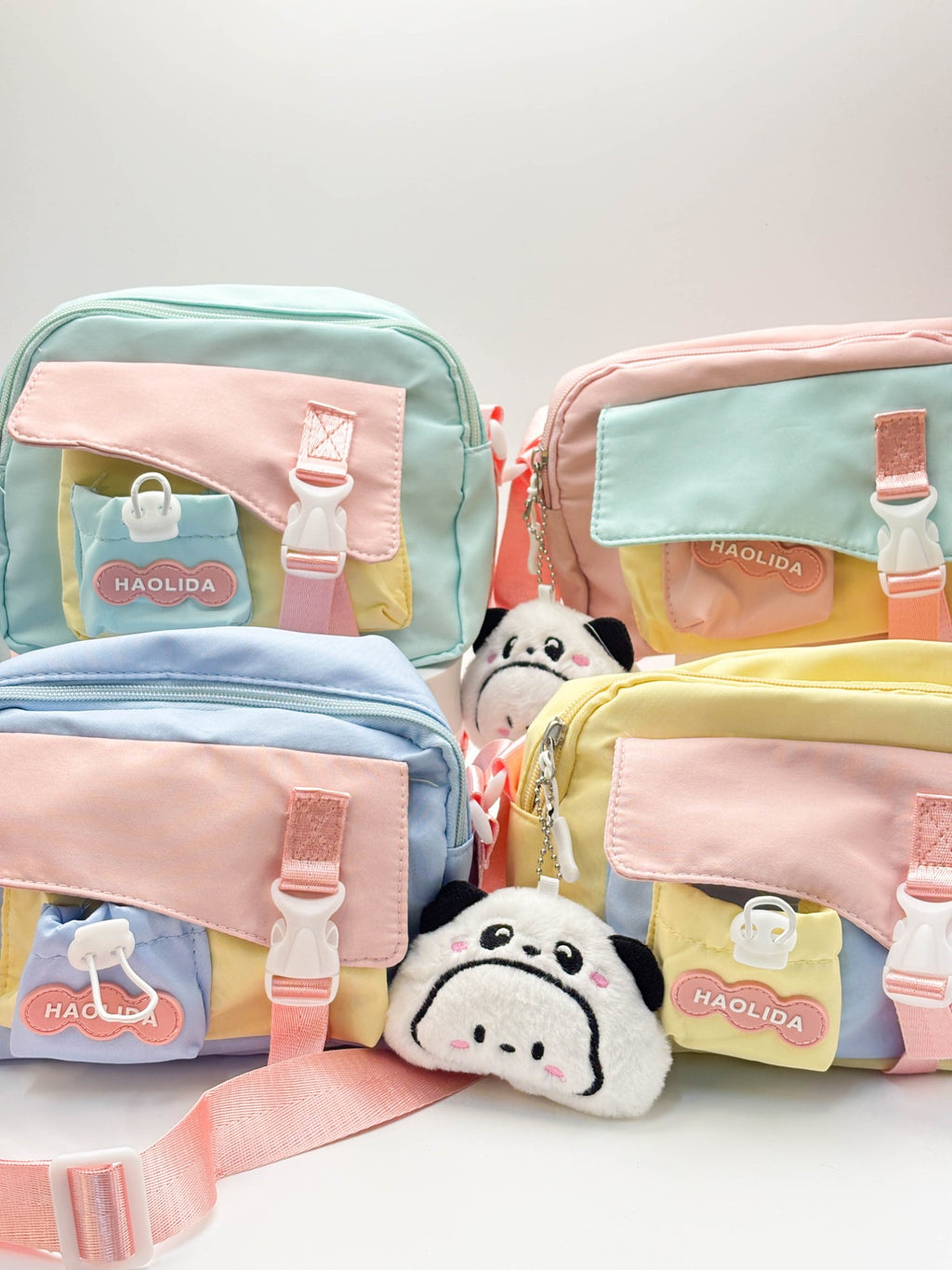 Cute Pastel Mini Sling Bag for Girls – Aesthetic Crossbody Bag with Plush Charm