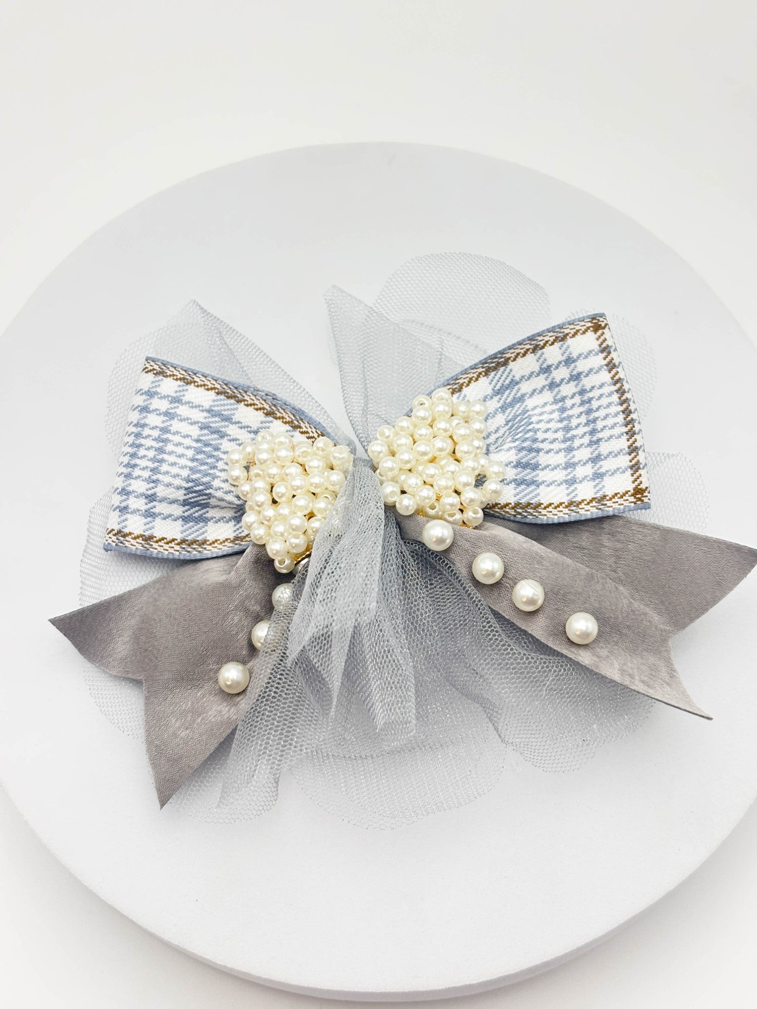 Plaid Crystal Hair Bow | Petite & Posh
