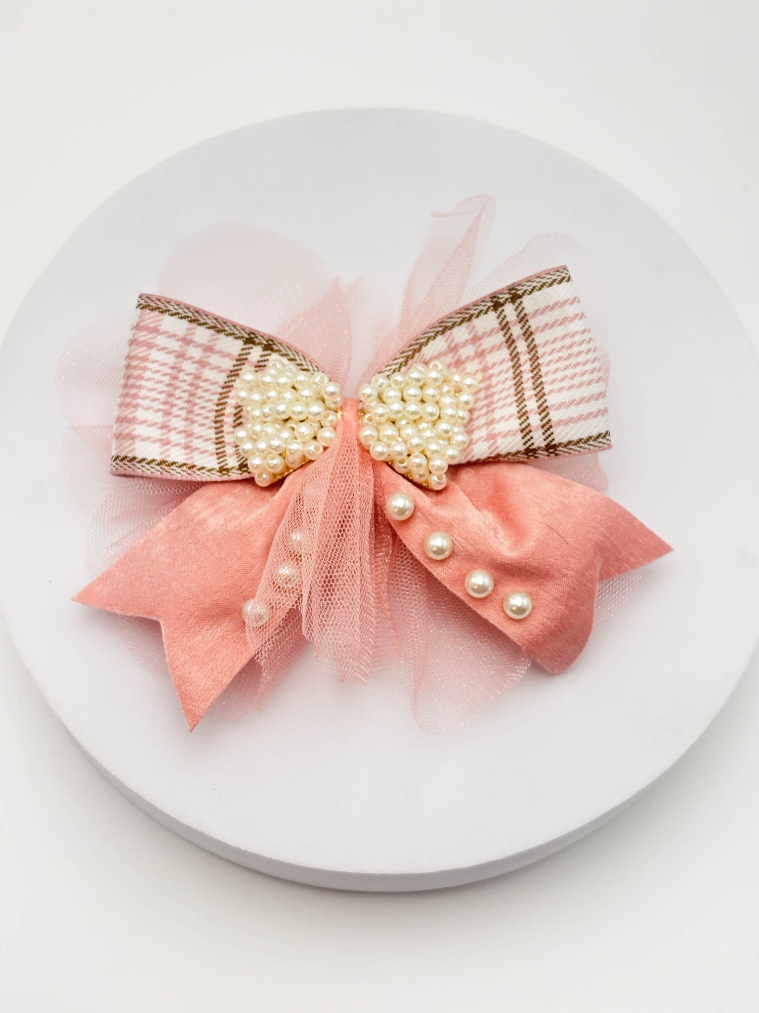 Plaid Crystal Hair Bow | Petite & Posh