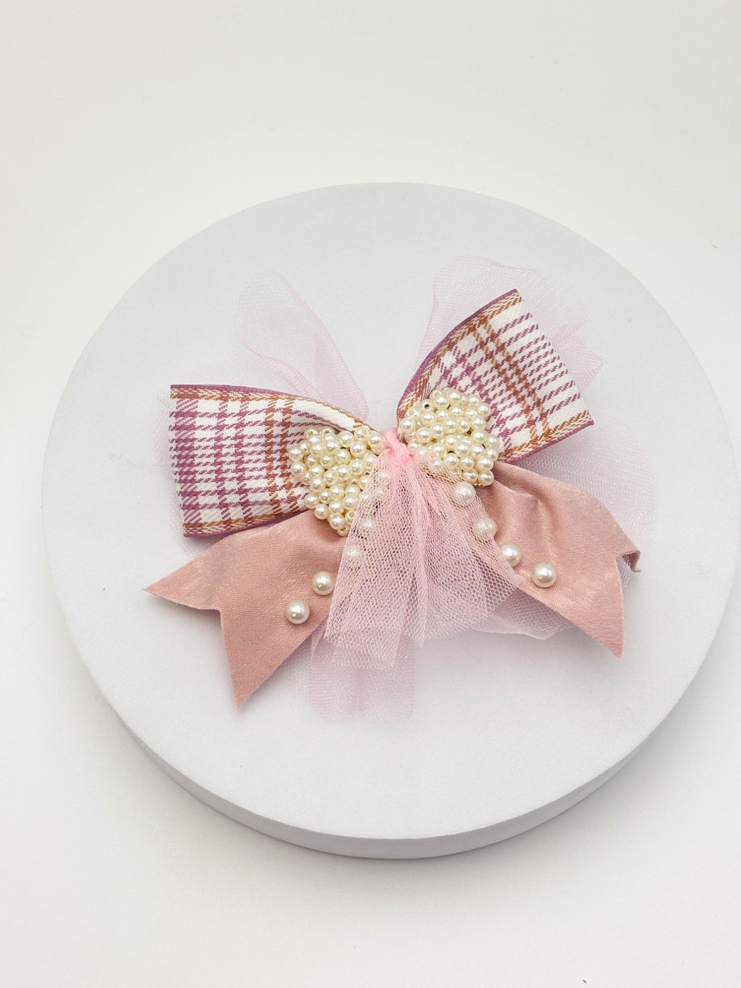 Plaid Crystal Hair Bow | Petite & Posh