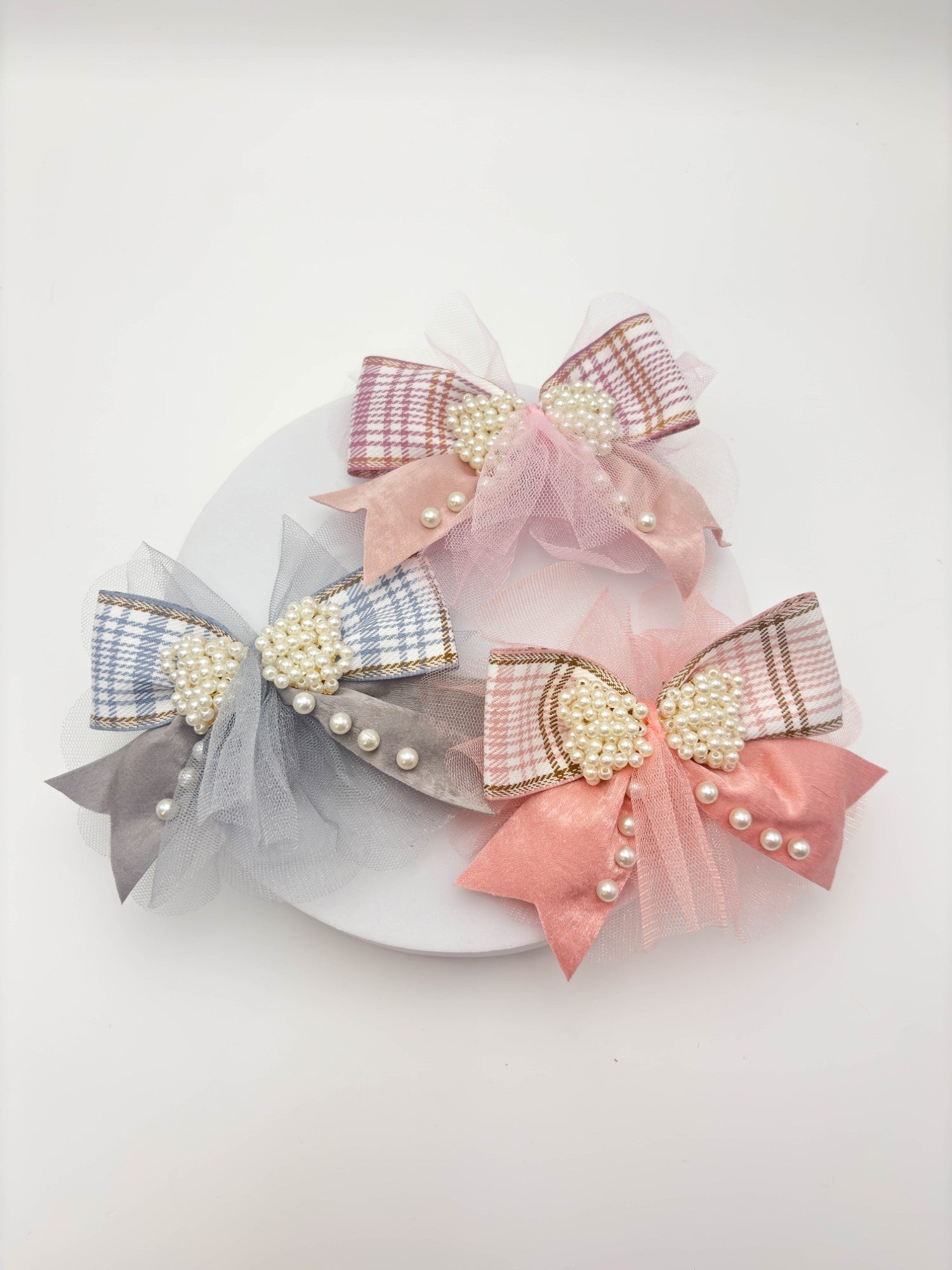 Plaid Crystal Hair Bow | Petite & Posh