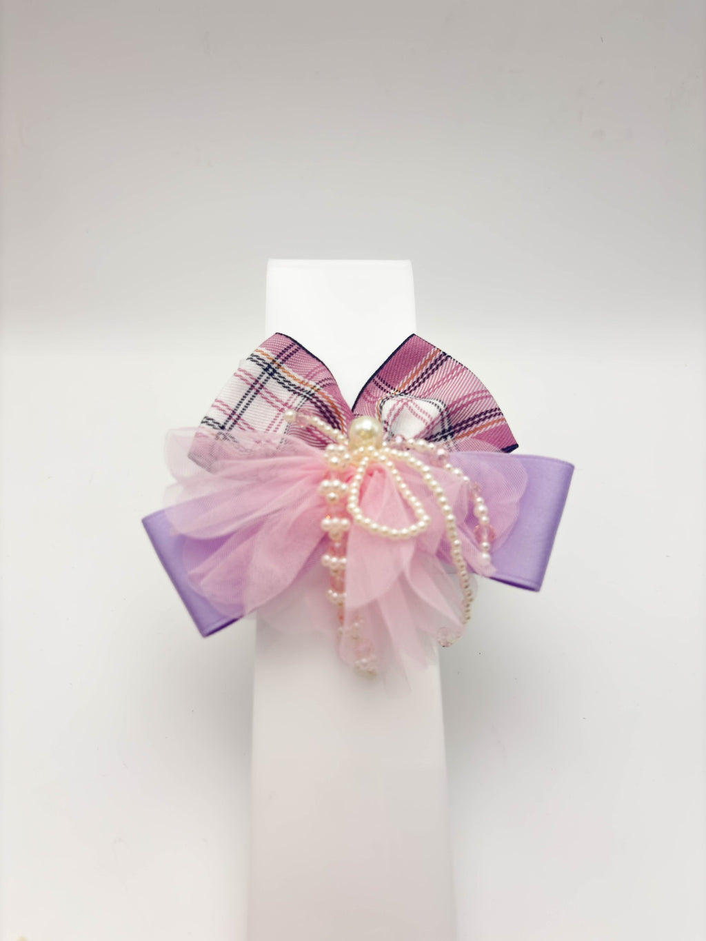 Plaid Pearl Hair Bow | Petite & Posh