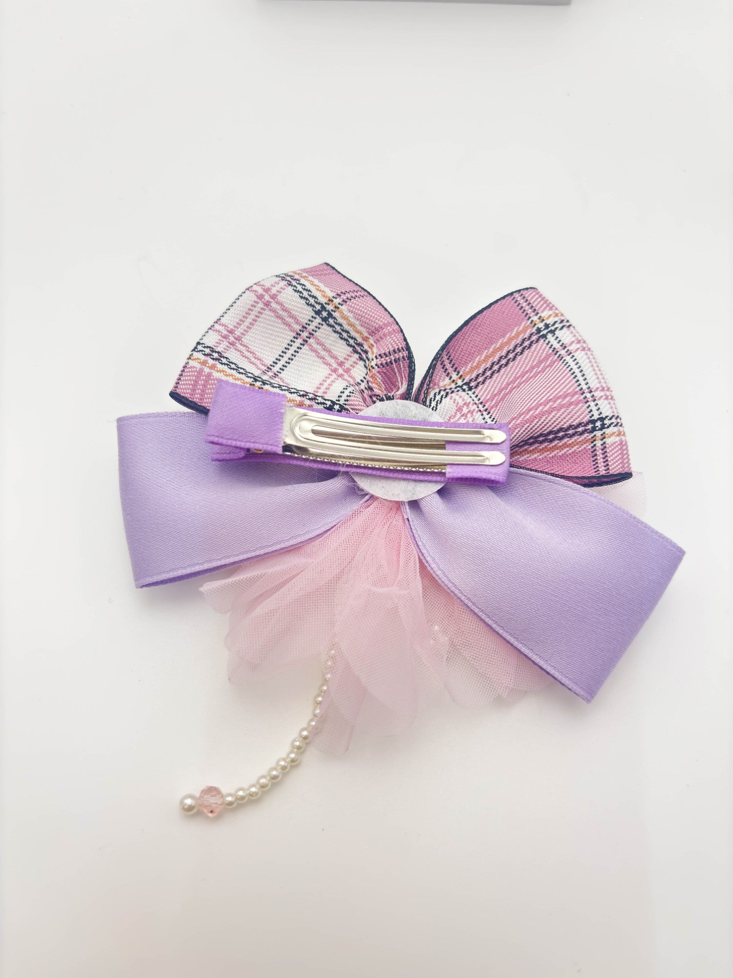 Plaid Pearl Hair Bow | Petite & Posh