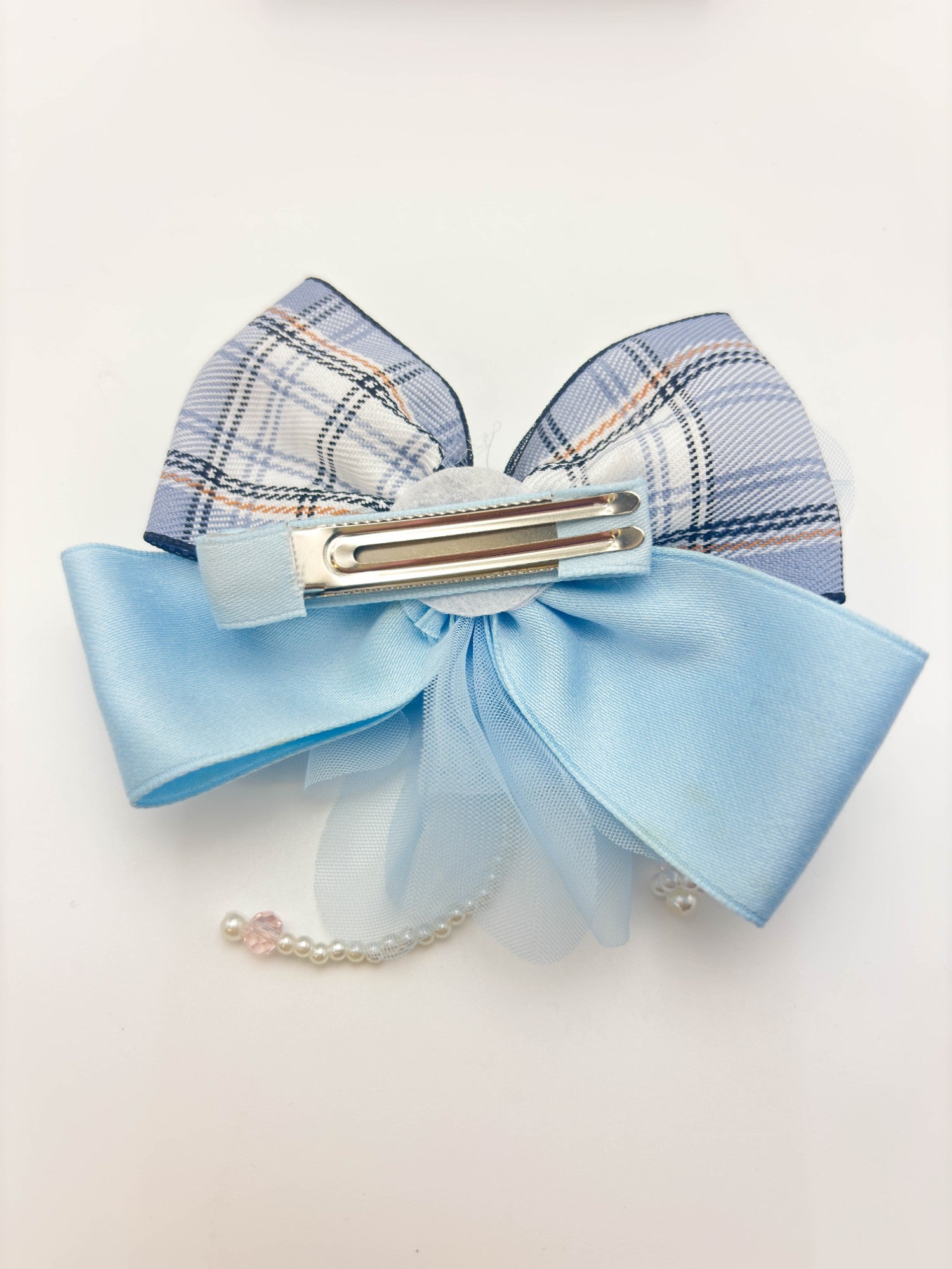 Plaid Pearl Hair Bow | Petite & Posh