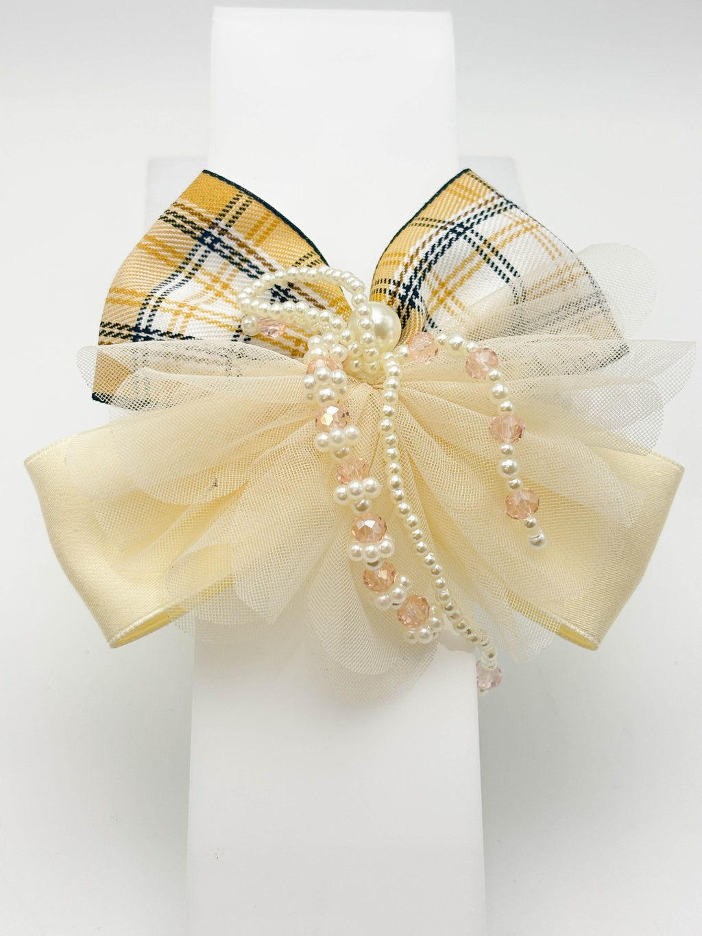 Plaid Pearl Hair Bow | Petite & Posh