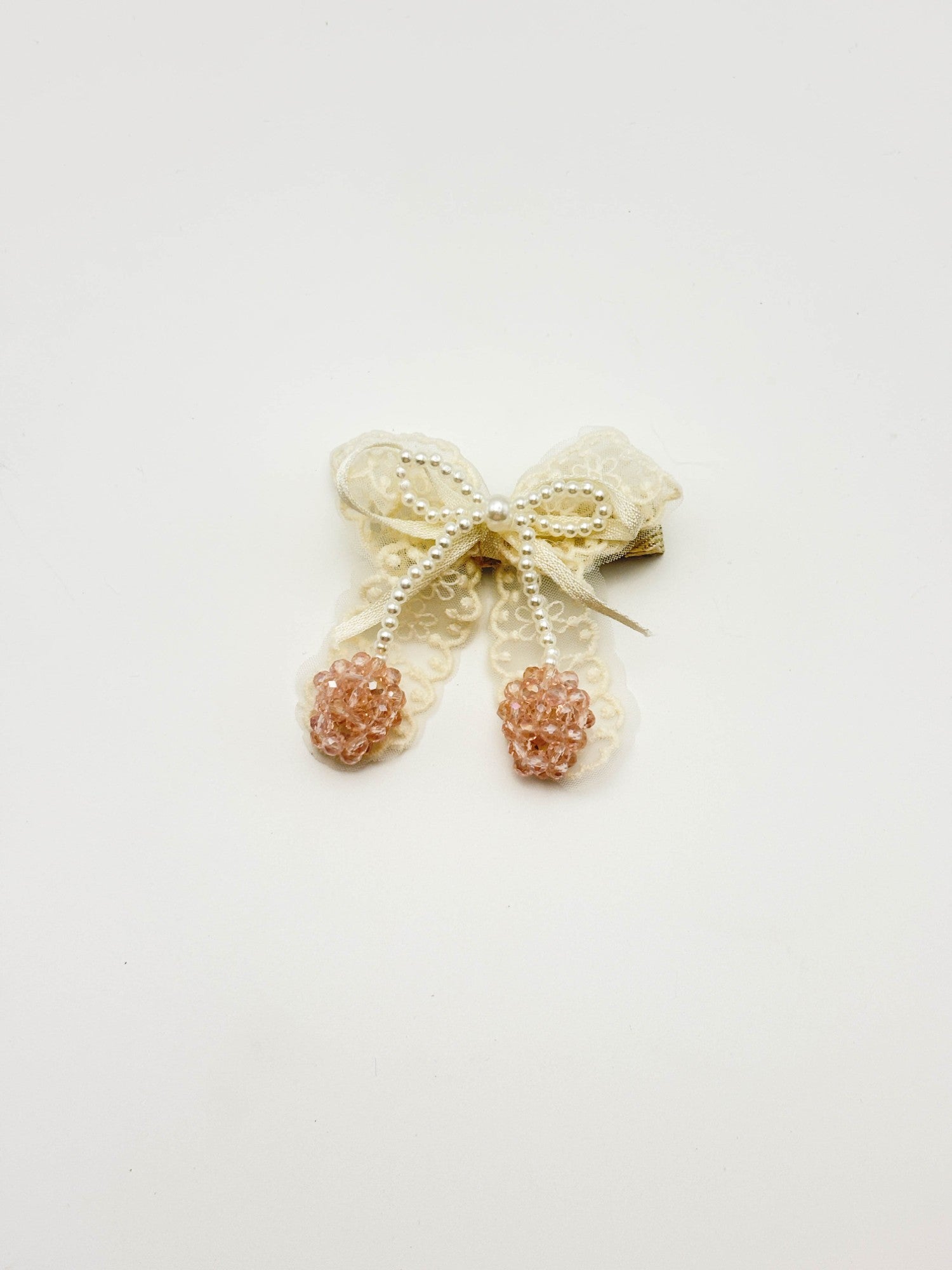 Lace Pearl Bow Hair Clip